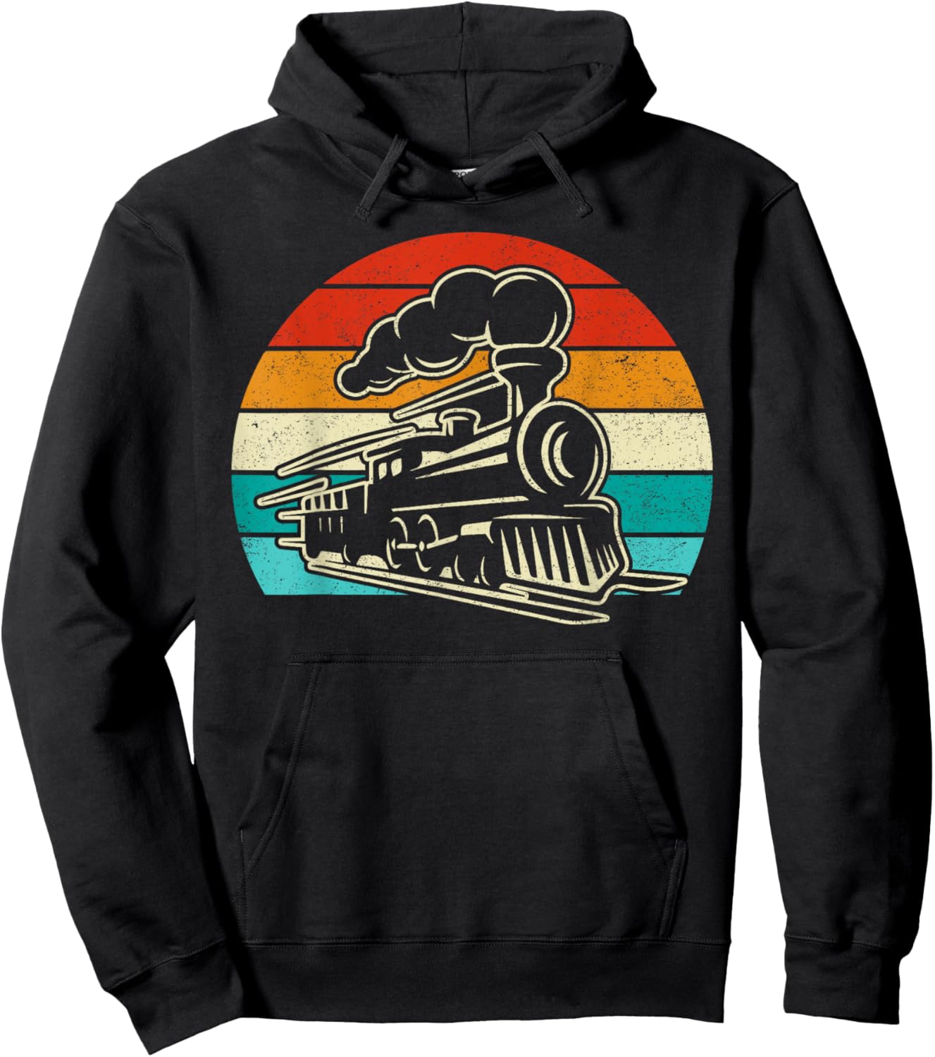 Retro Vintage Distressed Train Engineer Engine Boys Men Hoodie - Hoodie | Black