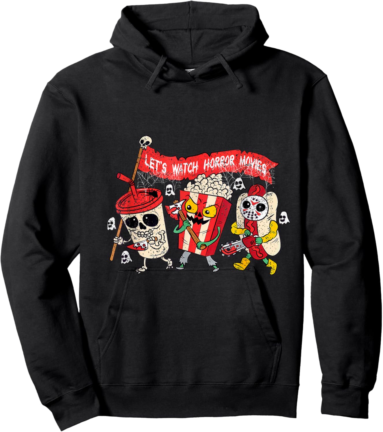 Retro Movie Concessions Let's Watch Horror Movies Halloween Hoodie - Hoodie | Black