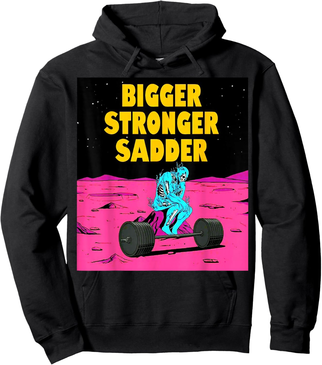 Bigger Stronger Sadder Weightlifting Bodybuilding Fitness Hoodie - Hoodie | Black