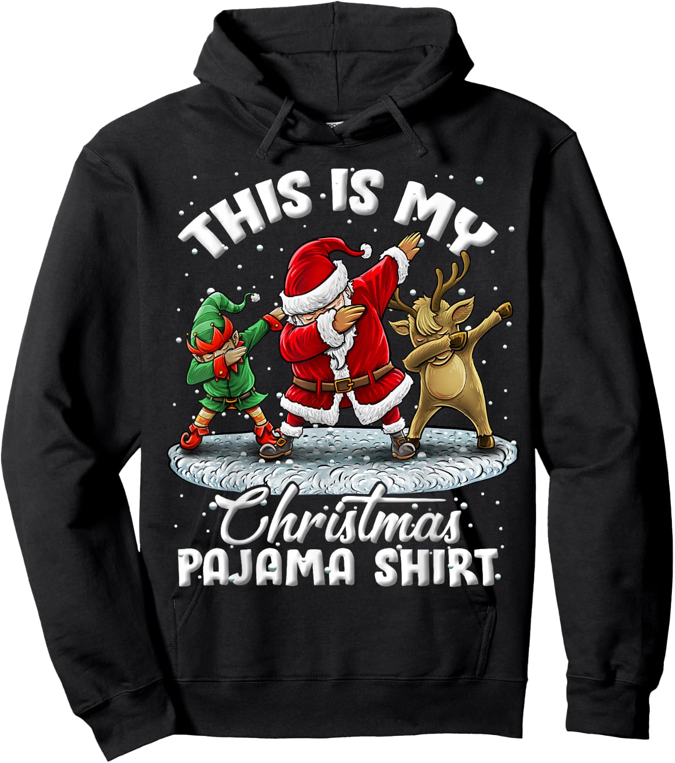 This is My Christmas Pajama Dabbing Santa Elf Pajamas Hoodie - Hoodie | Black