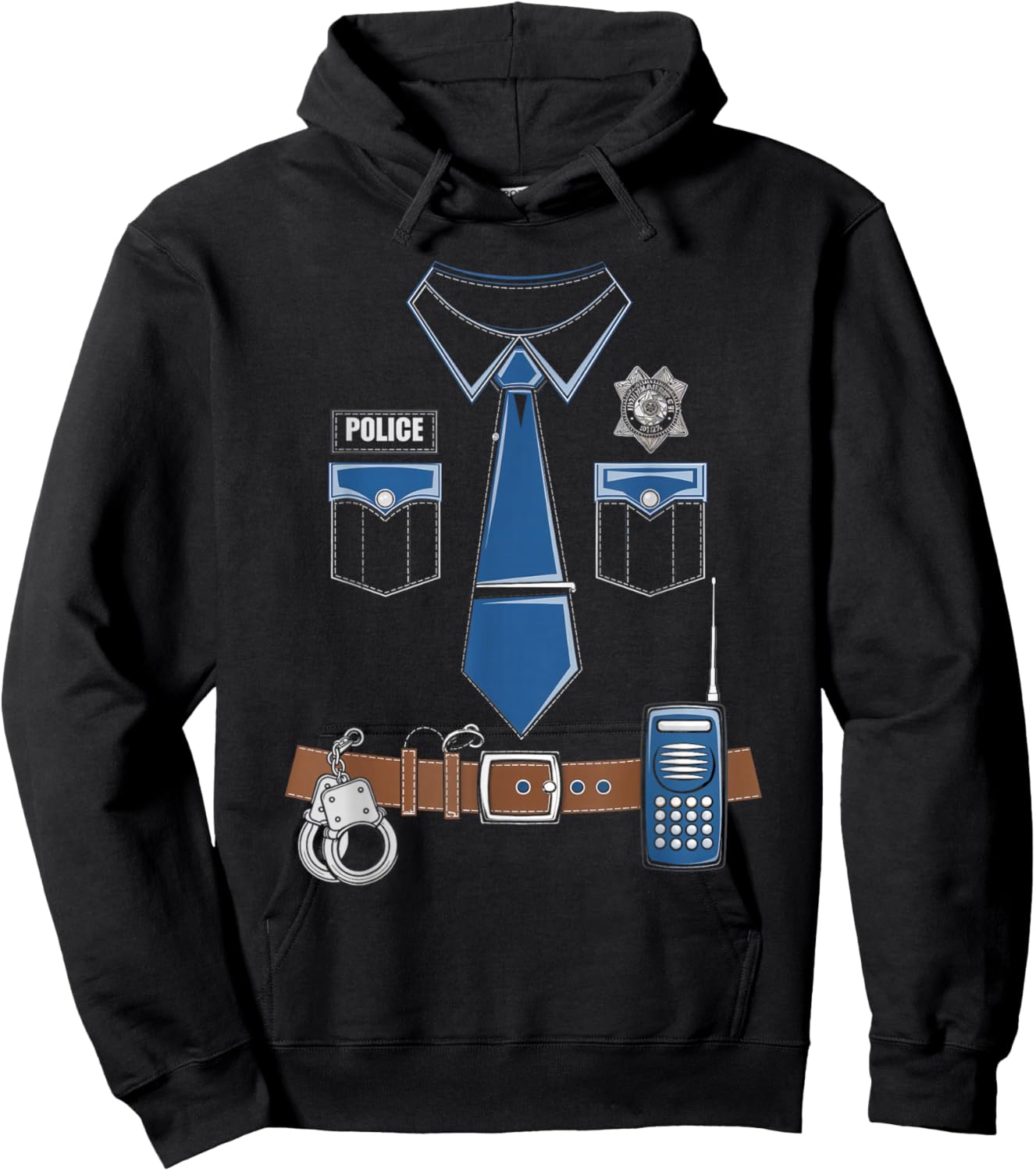 Police Costume Police Officer Cop Uniform Halloween Hoodie - Hoodie | Black