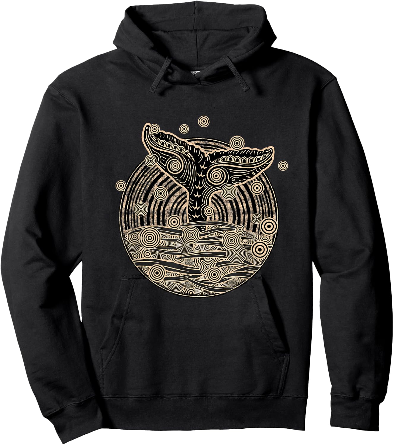 Vintage Tribal Whales Tail Hoodie - Hoodie | Black