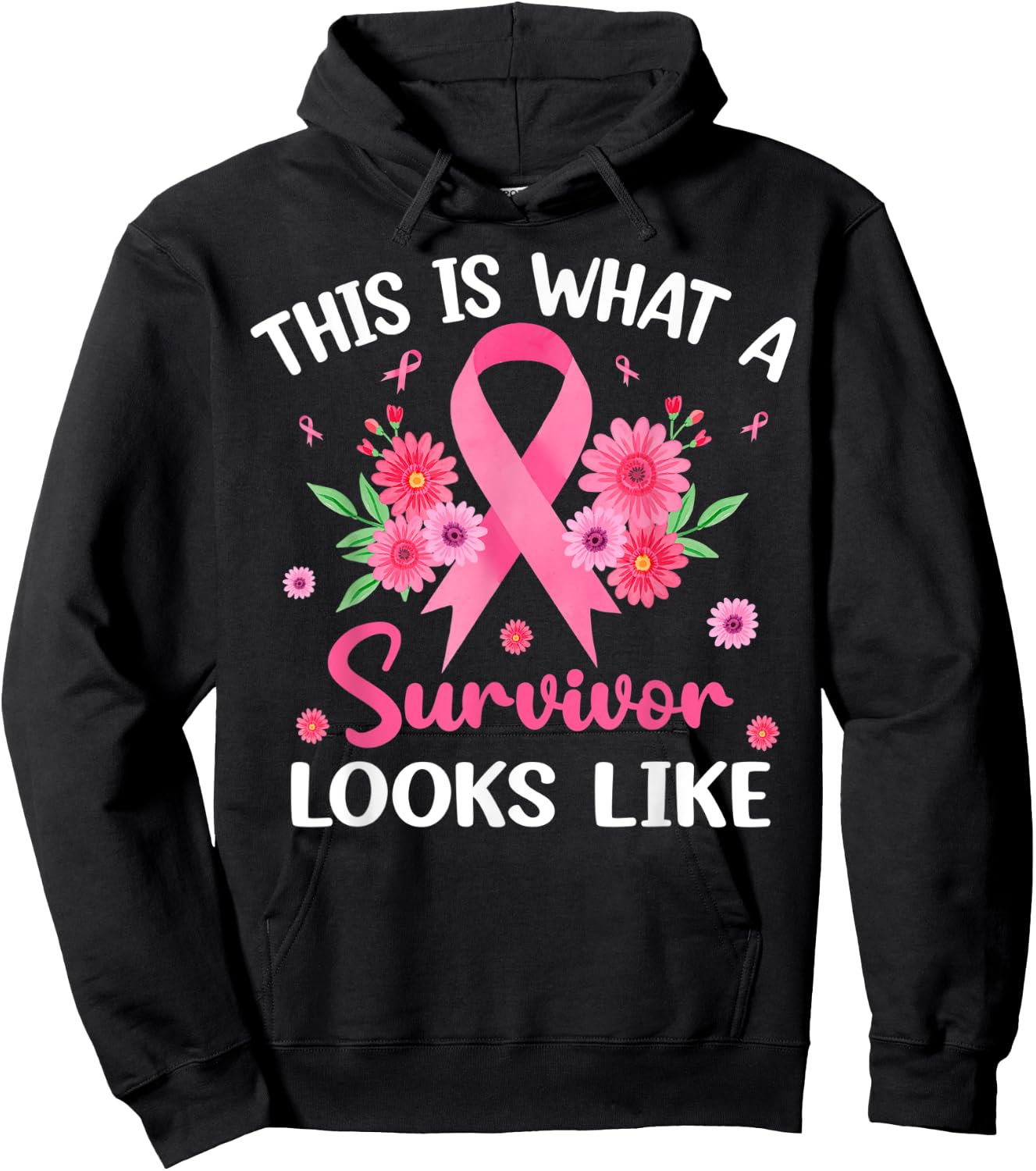 This Is What A Survivor Looks Like Pink Ribbon Breast Cancer Hoodie - Hoodie | Black