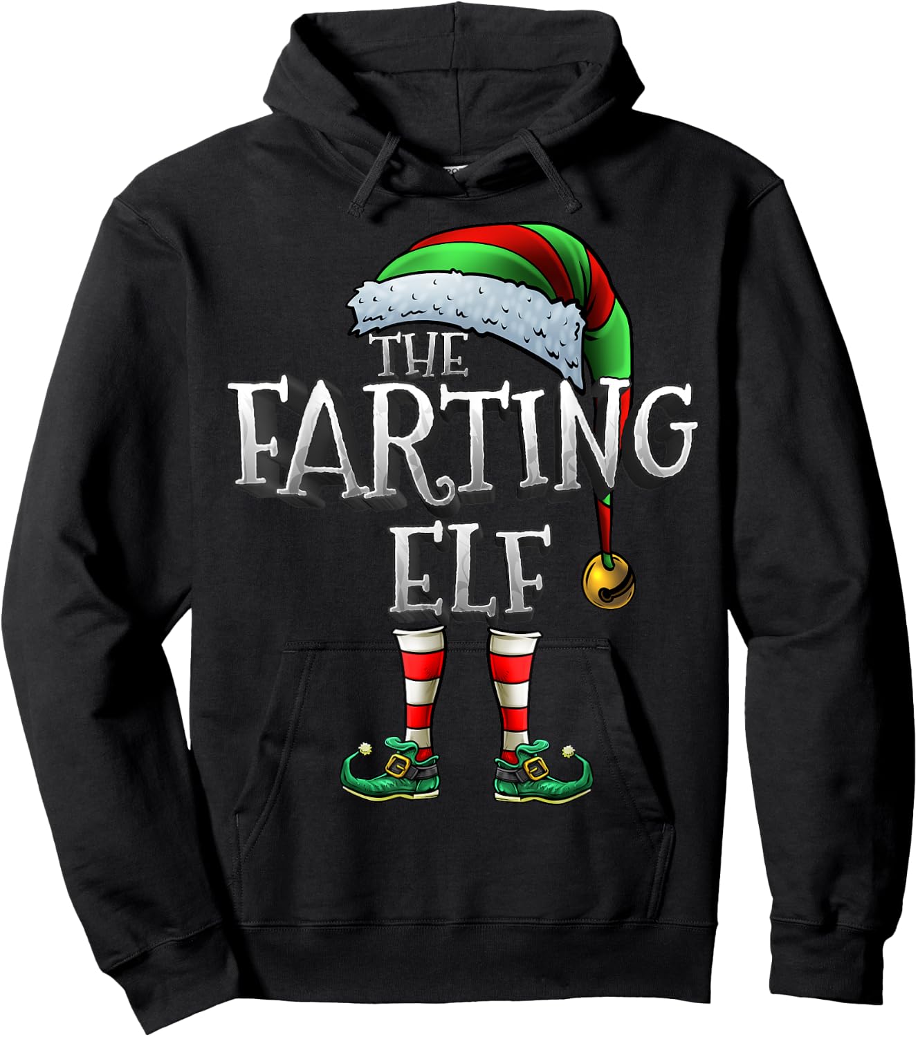 The Farting Elf Shirt Matching Family Christmas Farting Elf Hoodie - Hoodie | Black
