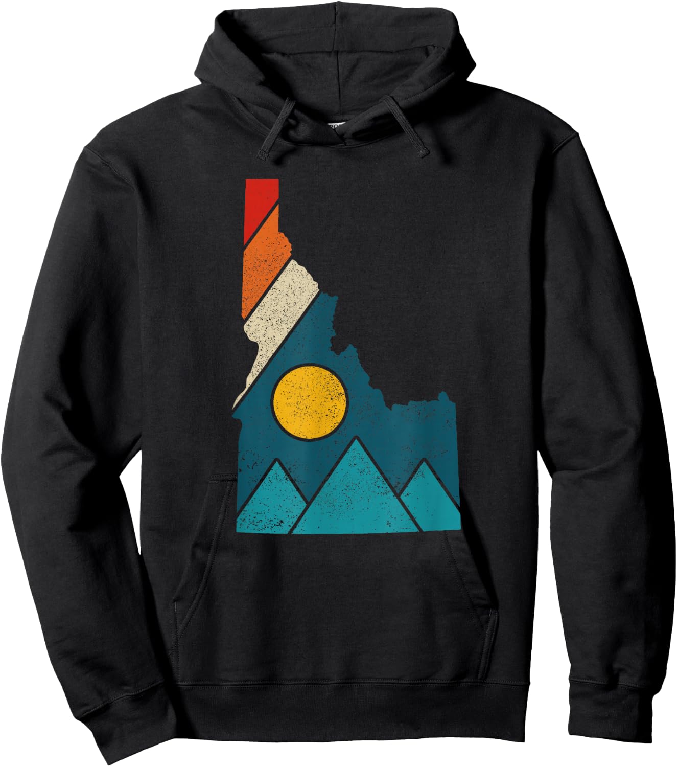 Idaho Vintage State Map Mountains Hikers Camping Hoodie - Hoodie | Black
