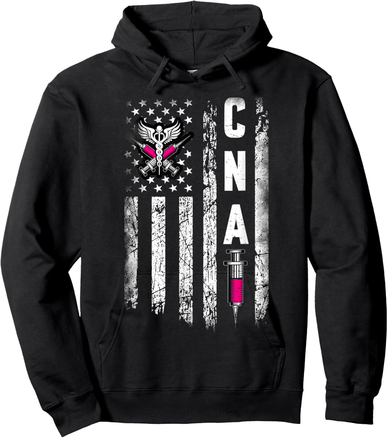 CNA - American Flag July 4th Certified Nurse Assistant Hoodie - Hoodie | Black