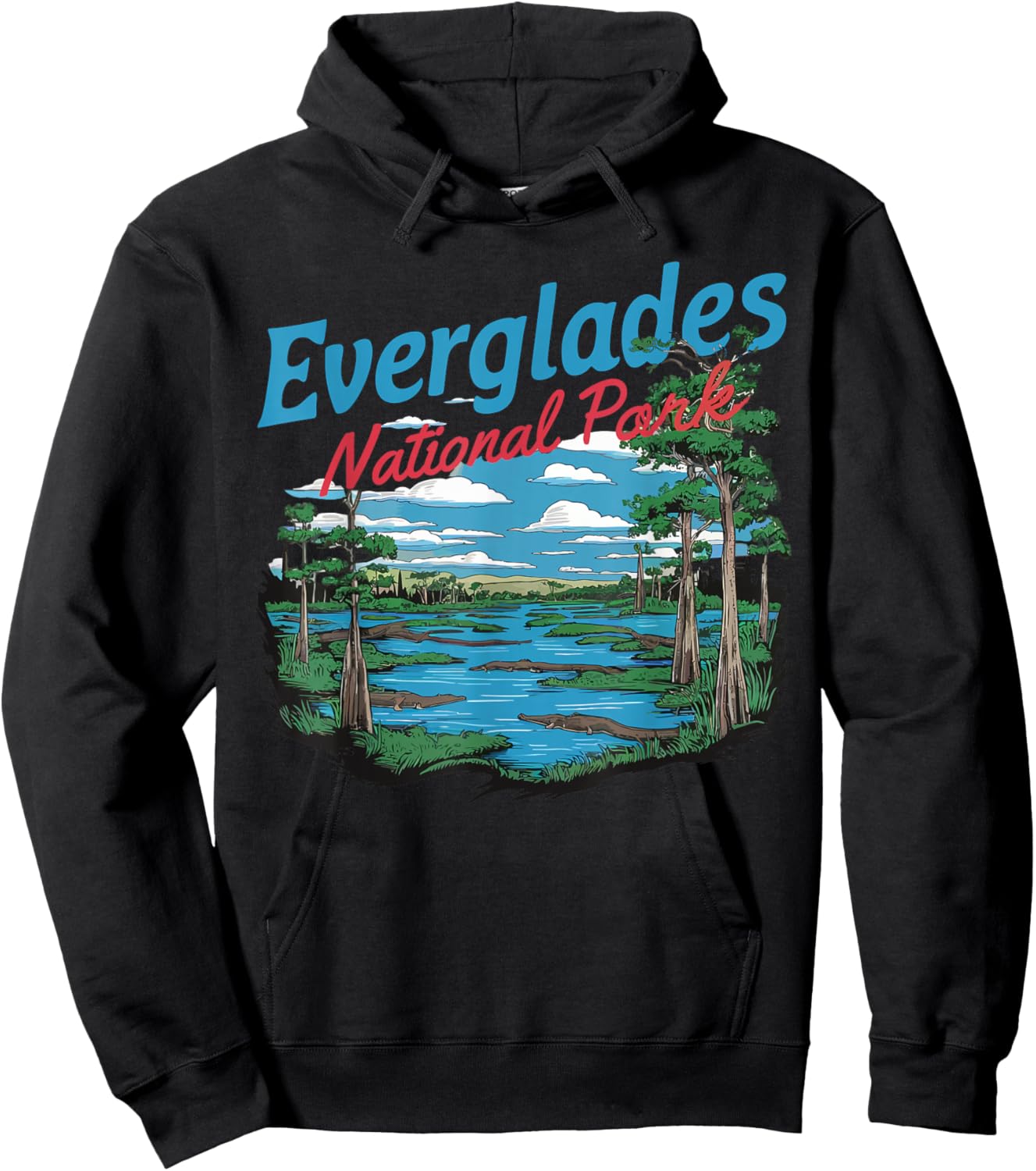 Everglades National Park Illustration Hiking Retro Florida Hoodie - Hoodie | Black