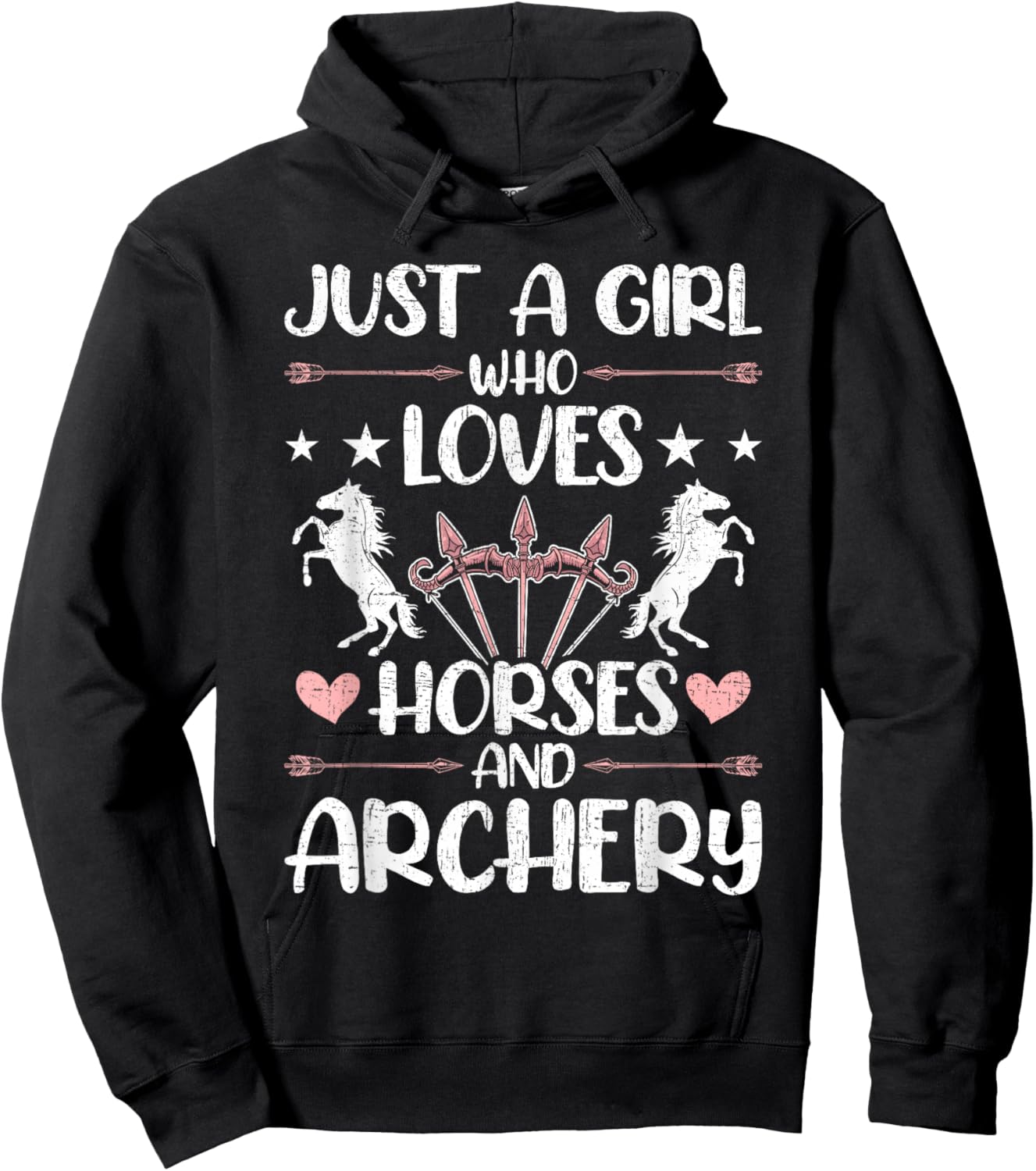 Girl Who Loves Horses And Archery Archers Bowhunter Hoodie - Hoodie | Black