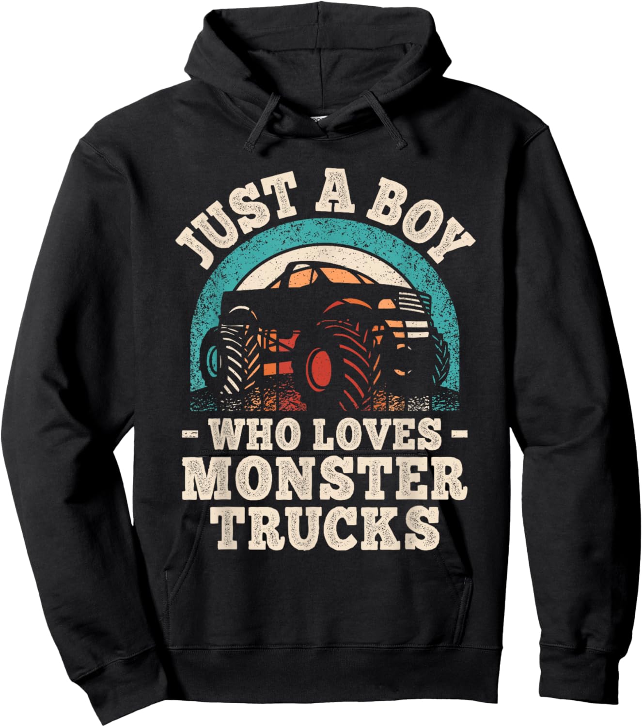 Just A Boy Who Loves Monster Trucks Funny Monster Truck Hoodie - Hoodie | Black