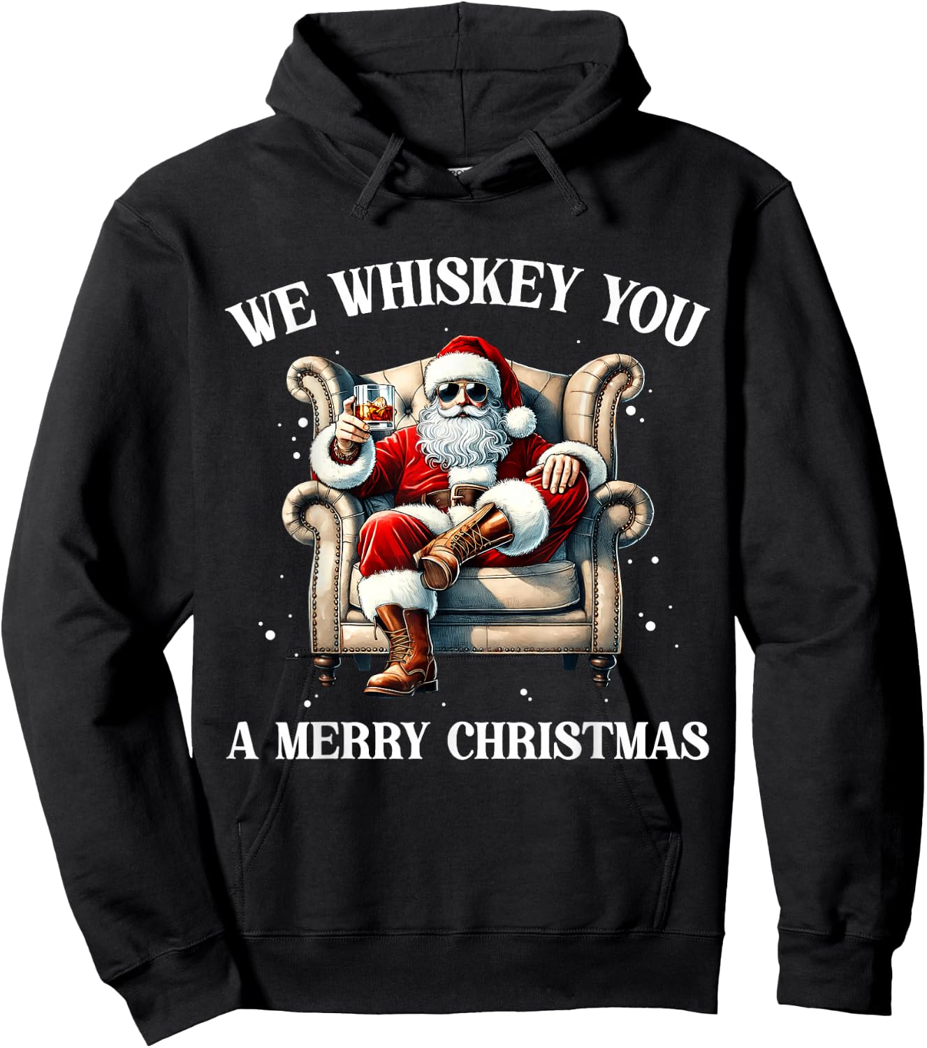 I Whiskey You A Merry Christmas Drinking Xmas Santa Claus Hoodie - Hoodie | Black
