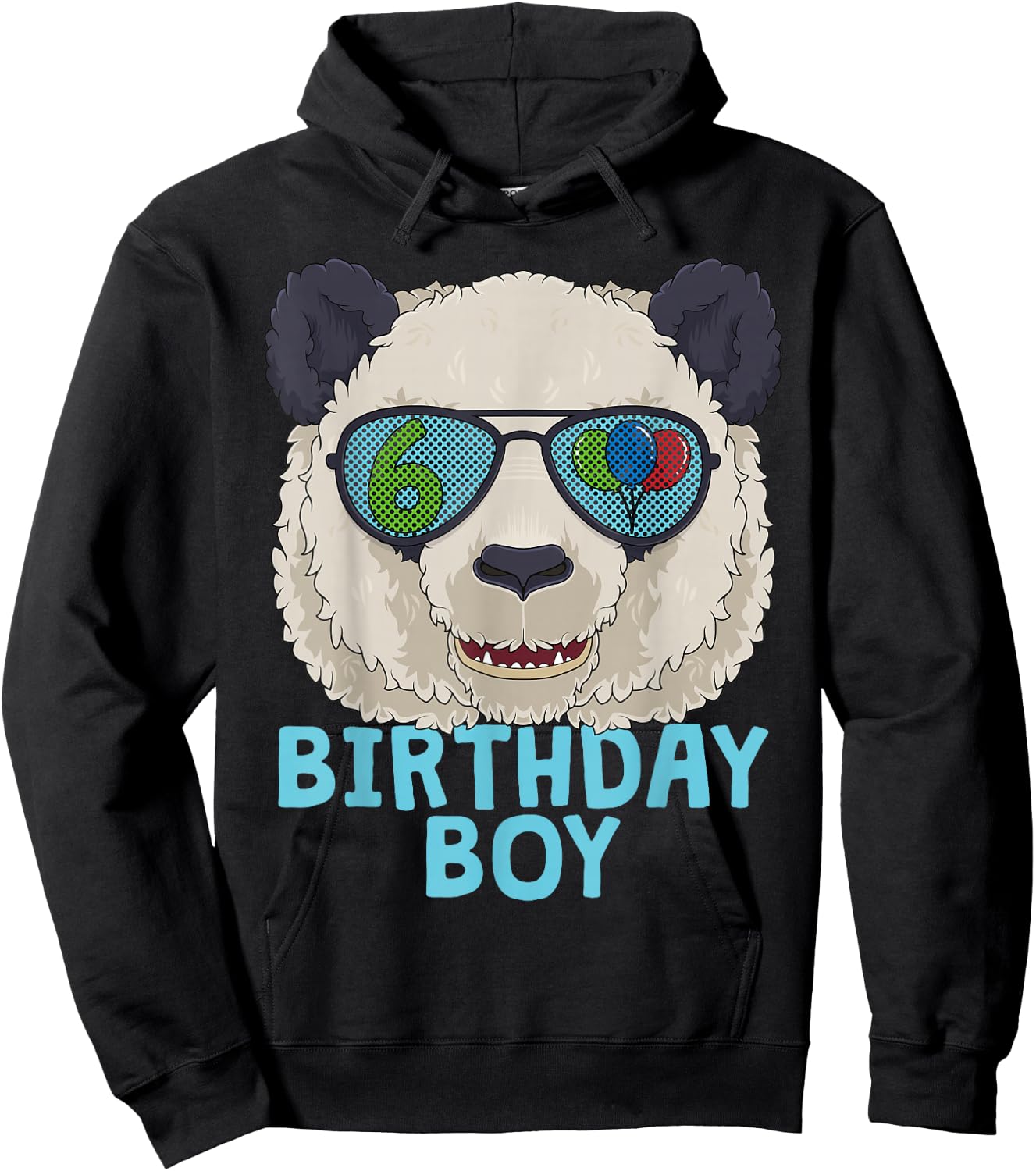 Panda 6th Birthday Boy Sunglasses 6 Year Old Party Hoodie - Hoodie | Black