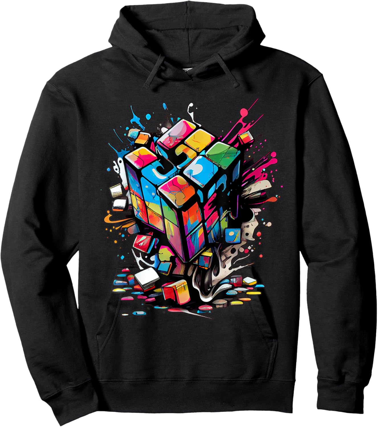Puzzle Cube Exploding Speed Cubing 80's Youth Vintage Math Hoodie - Hoodie | Black