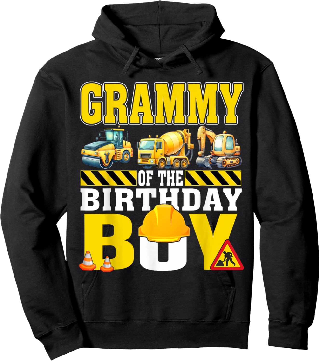 Grammy Of The Birthday Boy Construction Worker Birthday Hoodie - Hoodie | Black