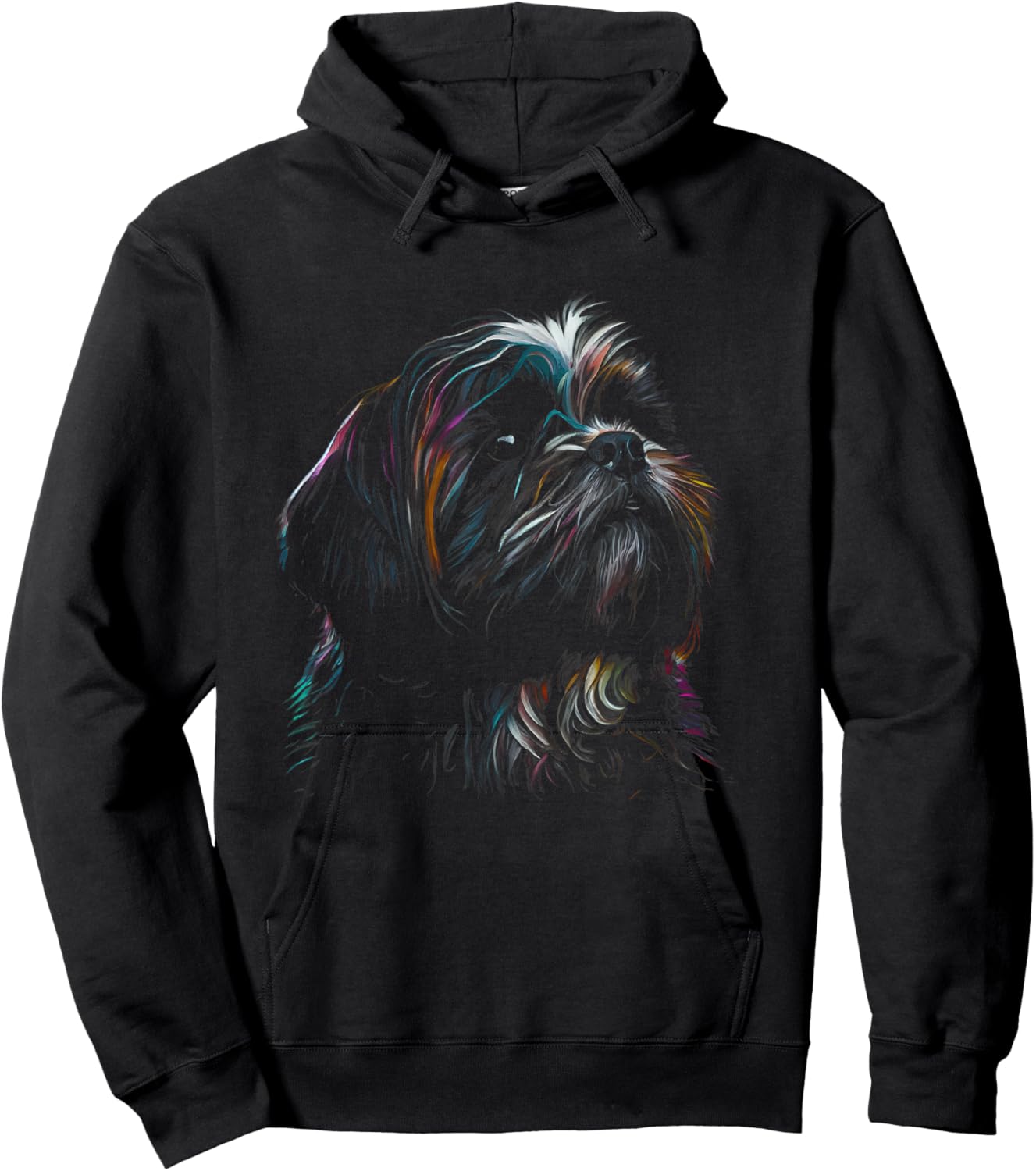 Colorful Splash Shih Tzu Art Animal Breeder Dog Trainer Men Women Kids Hoodie - Hoodie | Black