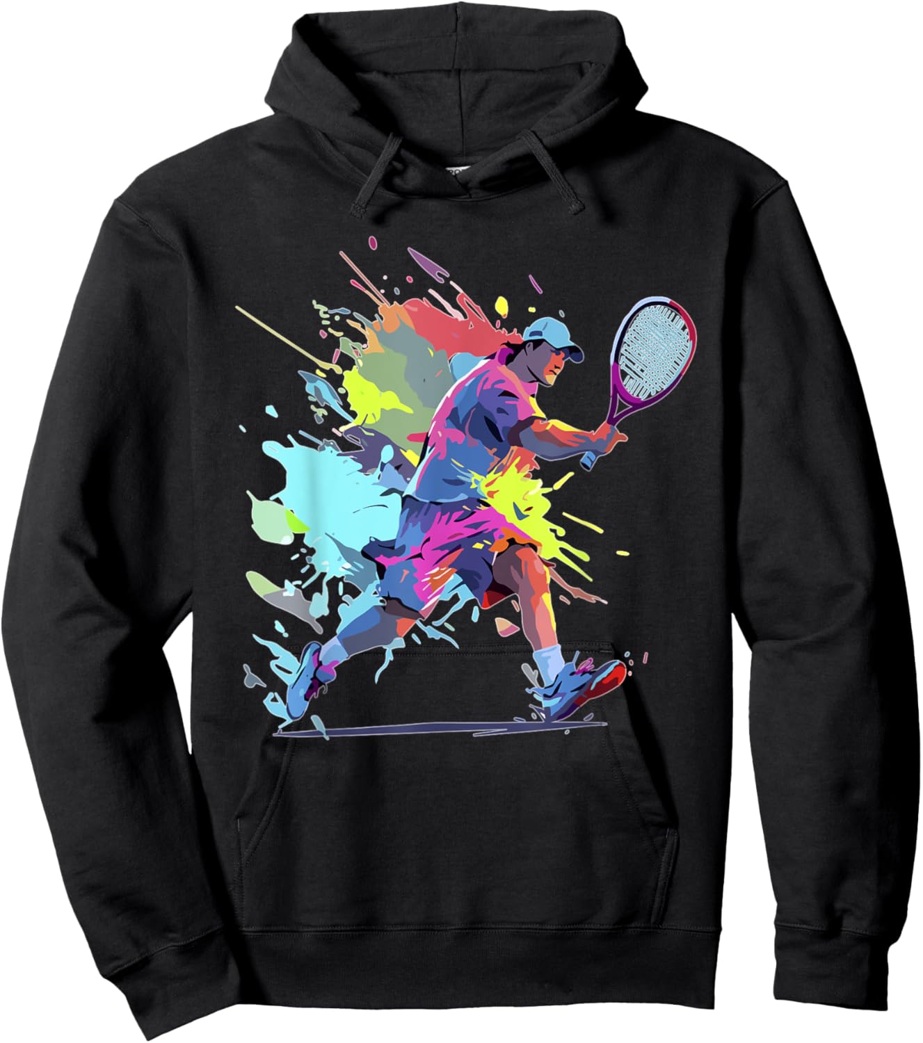 Tennis player Paint splash Tennis racket Hoodie - Hoodie | Black