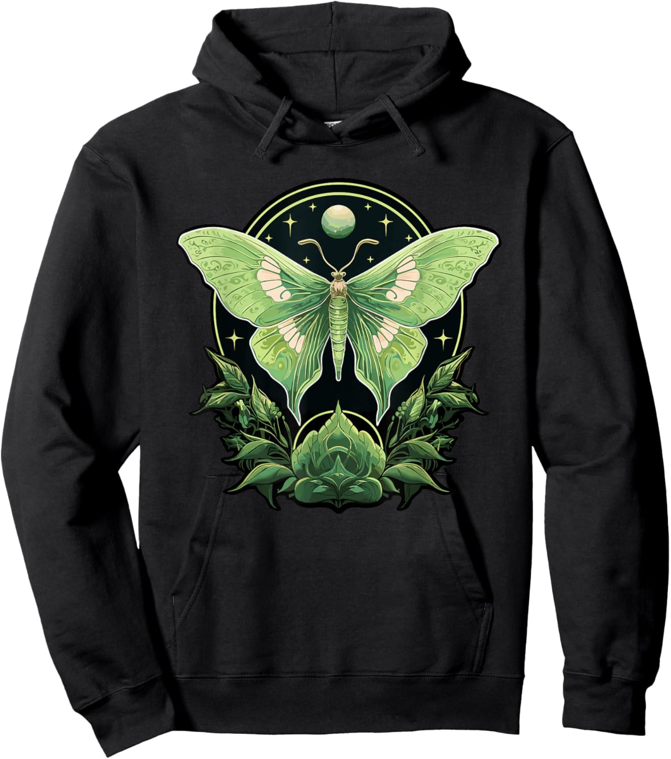Luna Moth Insect Lover Witchy Aesthetic Moon Fairycore Hoodie - Hoodie | Black