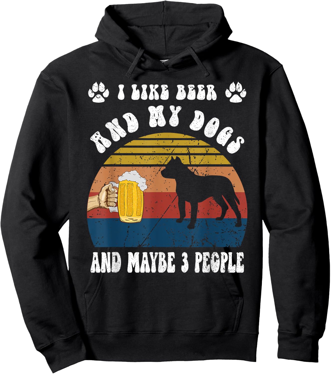Vintage I Like Beer & My Pit bull Dogs & Maybe 3 People Hoodie - Hoodie | Black