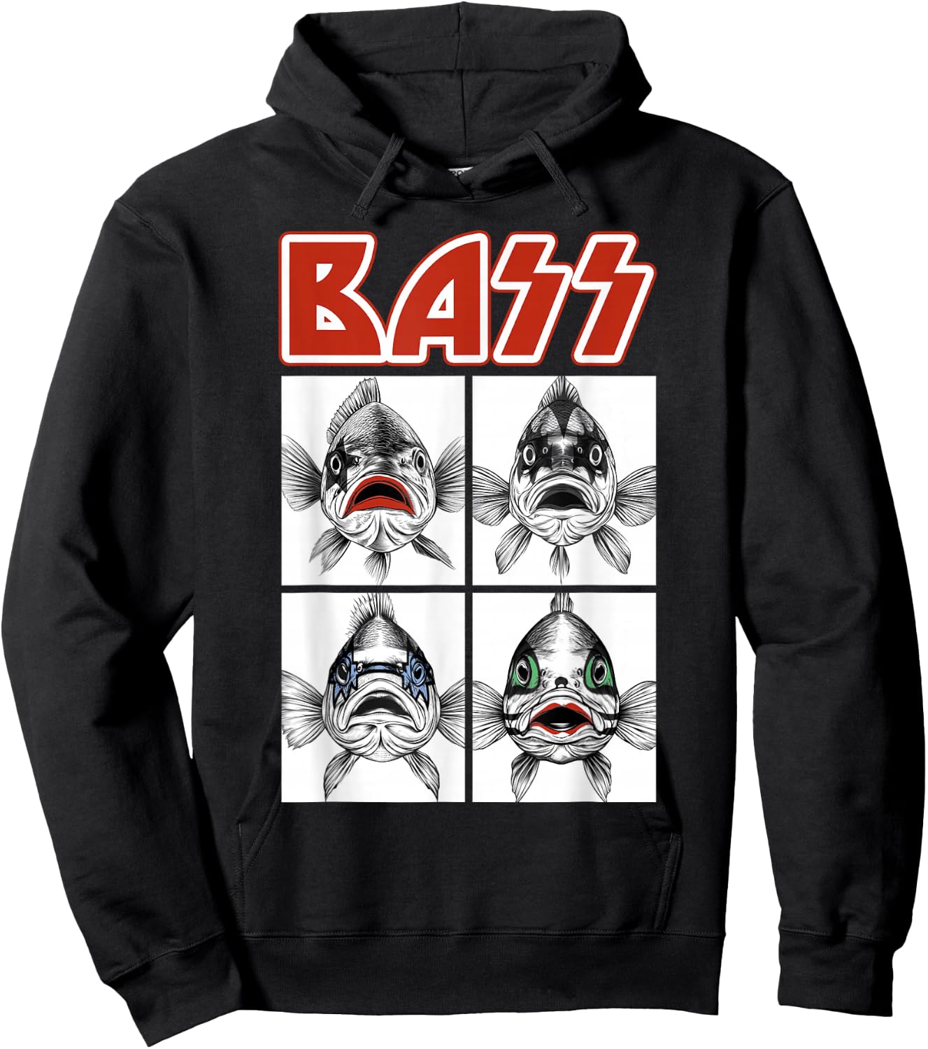 Bass Angler Fisherman Fishing Men Women Kids Funny Fishing Hoodie - Hoodie | Black