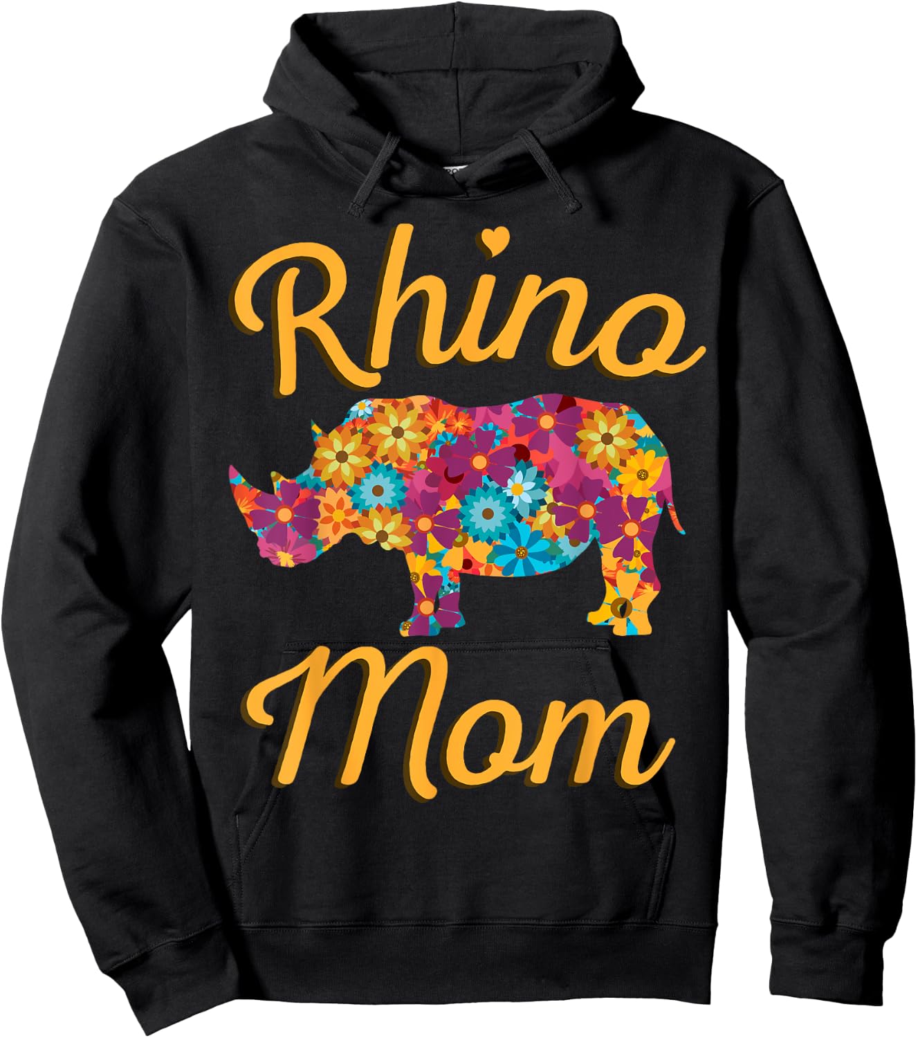 Rhino Mom Rhinoceros African Animal Safari Mother's Day Hoodie - Hoodie | Black
