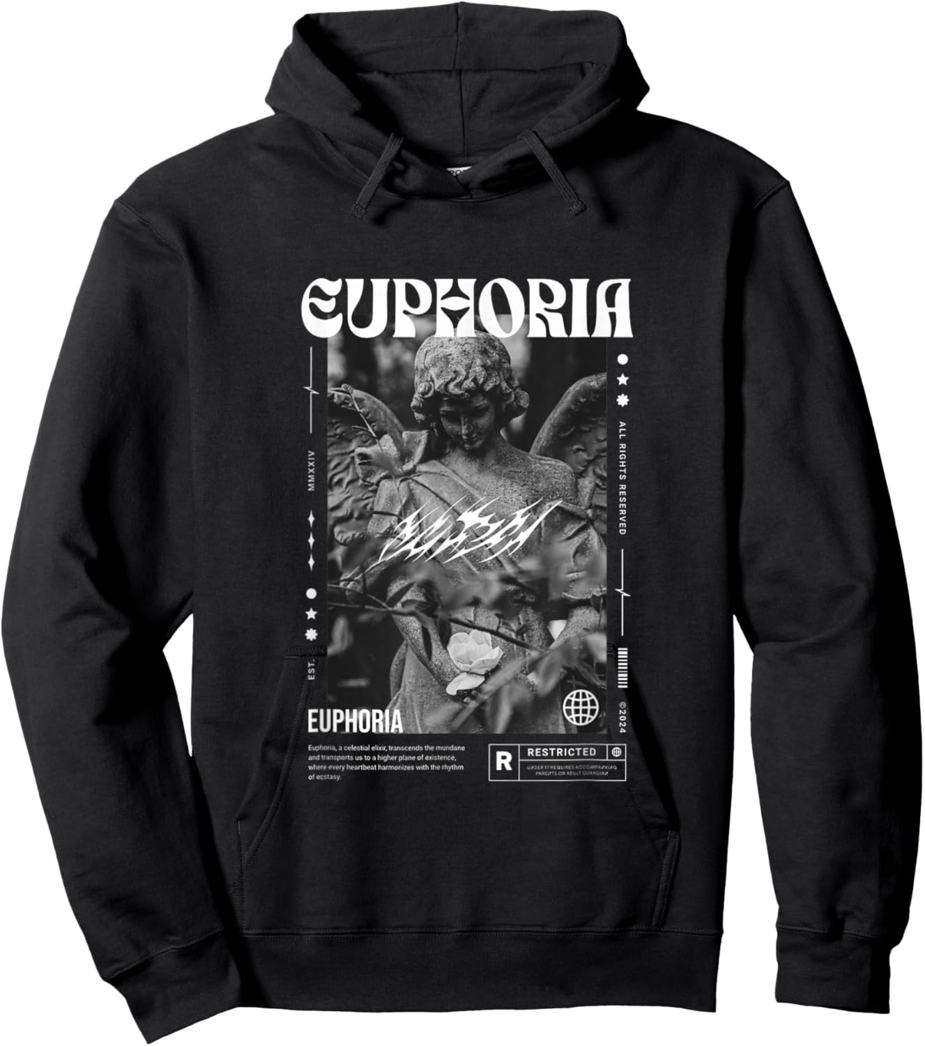 Euphoria Angel - Bold Urban Graffiti Hoodie - Hoodie | Black