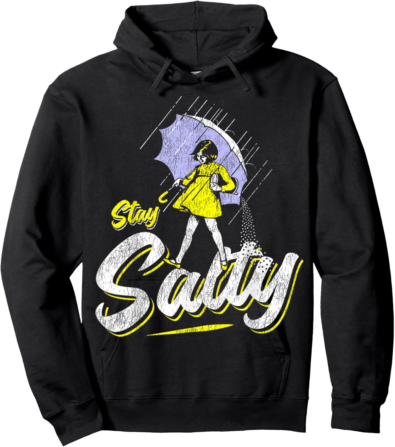 Vintage Salty Meme All These Flavors Girl holding Umbrella Hoodie - Hoodie | Black