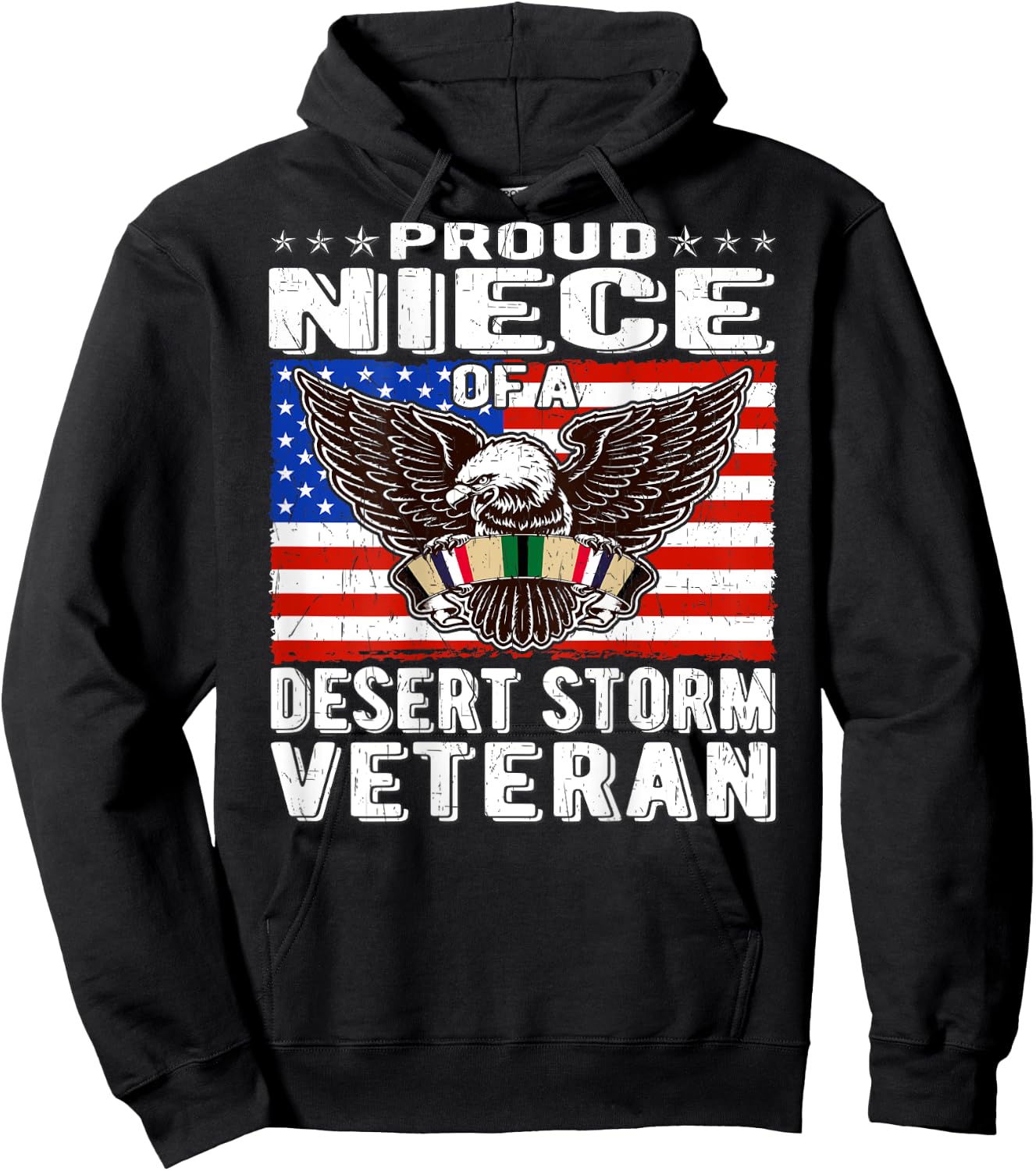 Proud Niece Of Desert Storm Veteran Persian Gulf War Vet Hoodie - Hoodie | Black