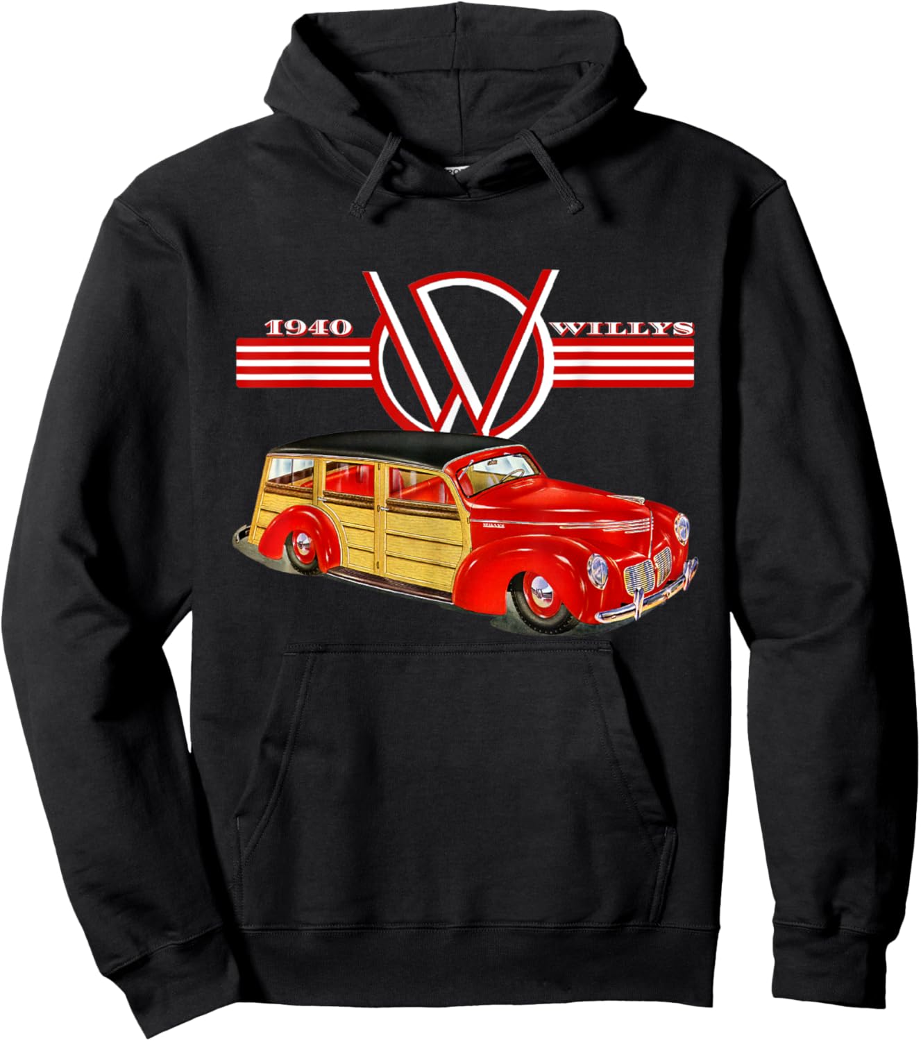 1940 Willys Hot Rod Woody Station Wagon Deluxe Model Hoodie - Hoodie | Black