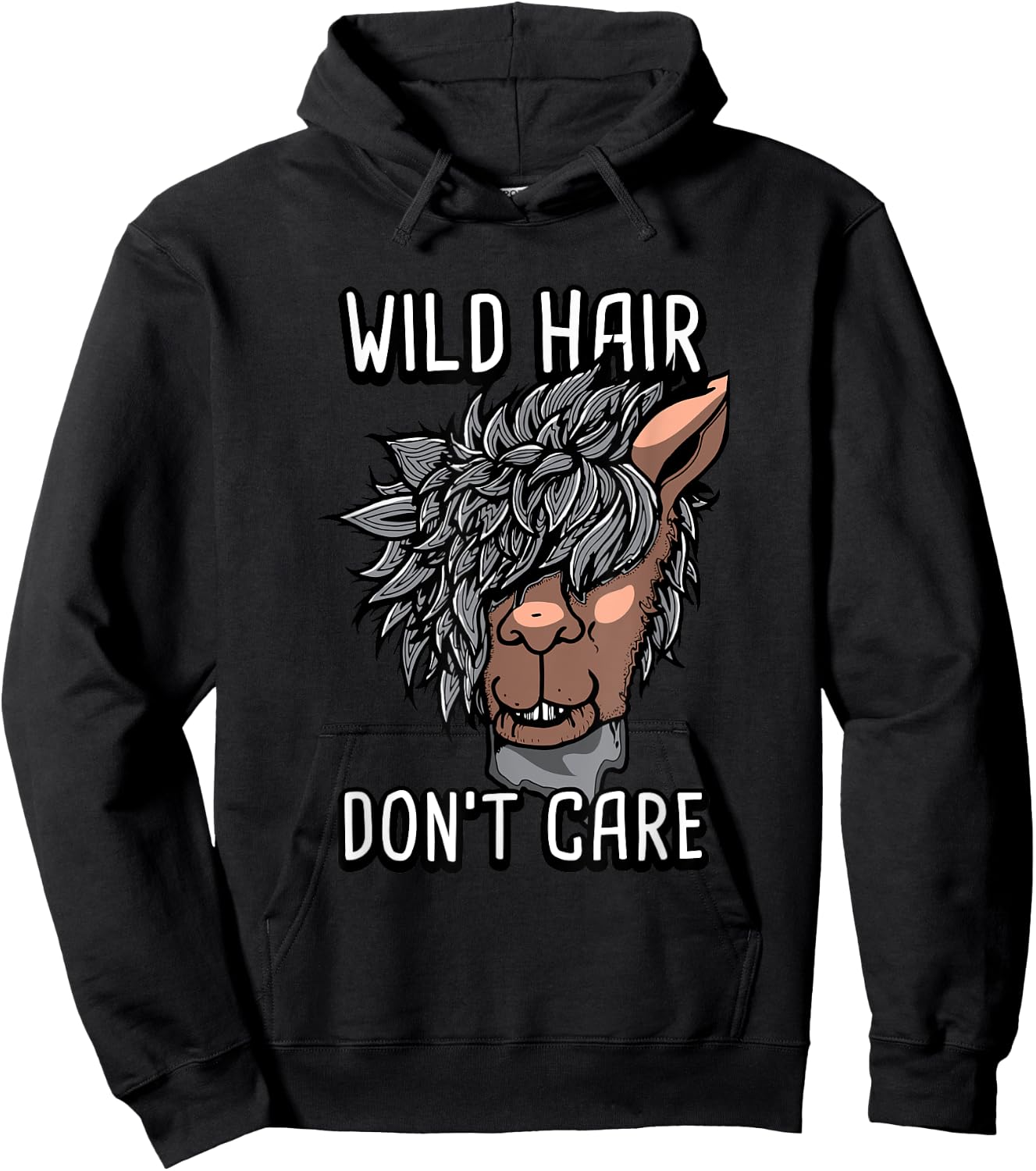 Alpaca Wild Hair Don't Care Funny Llama Lover Gift Hoodie - Hoodie | Black