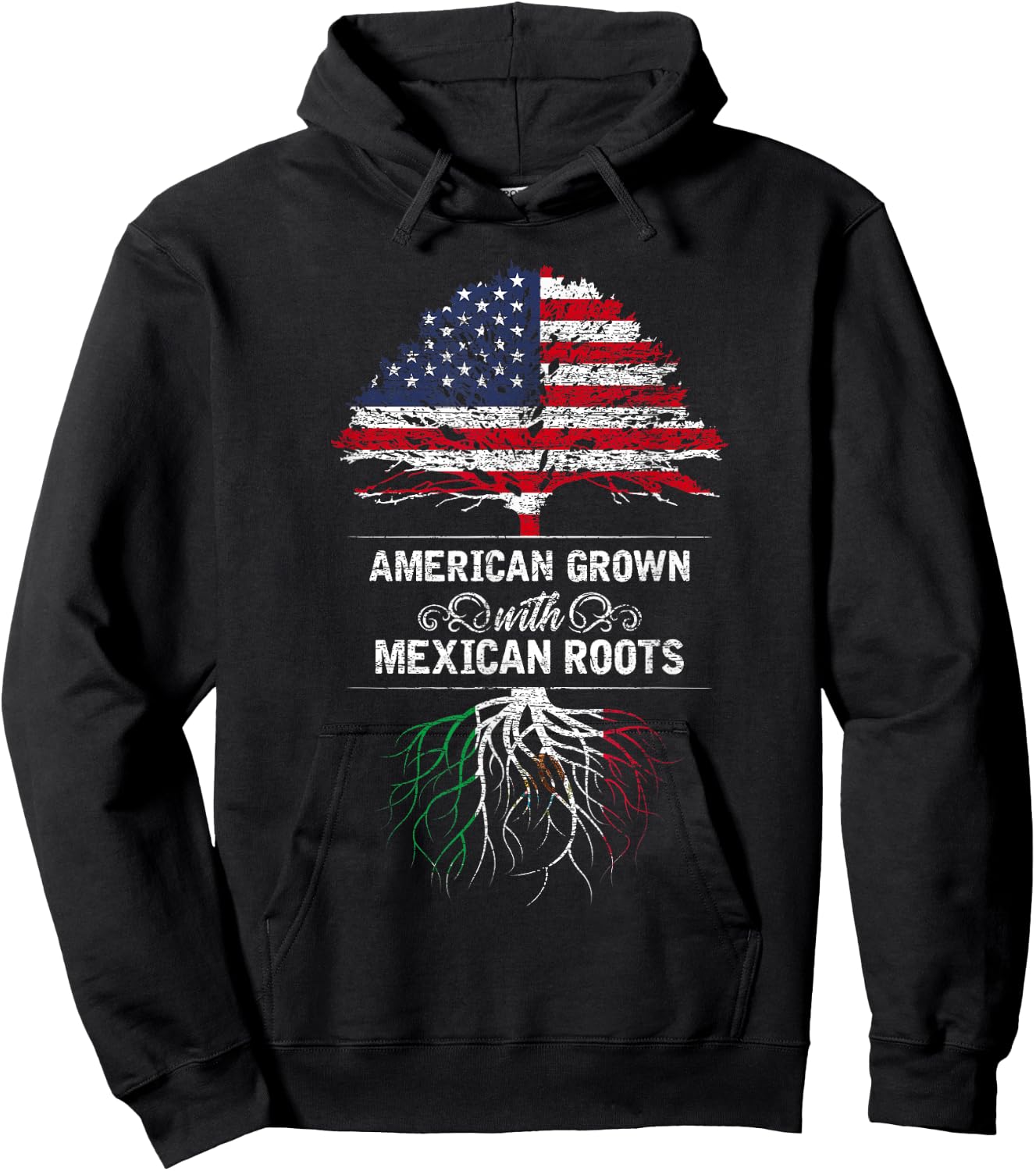 Mexico - USA Flag Mexican Roots American Grown Hoodie - Hoodie | Black