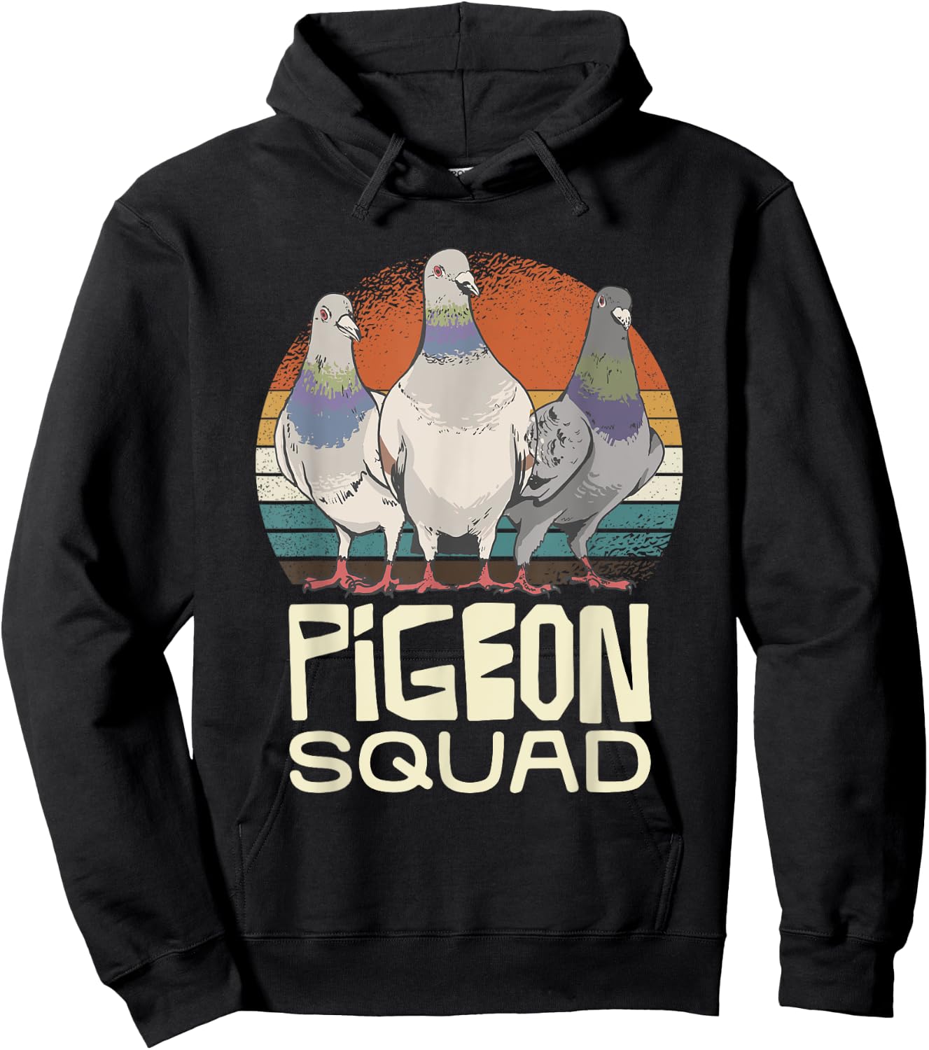 Pigeon Squad Retro Birds Unite Vibes Hoodie - Hoodie | Black