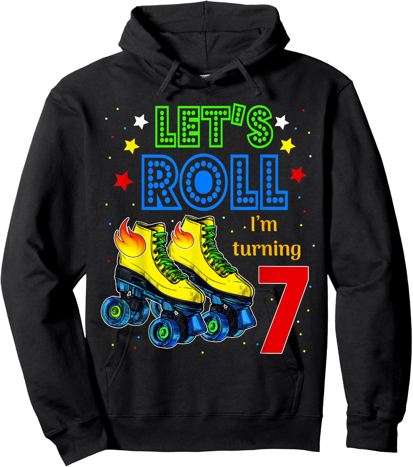 Rolling Into 7 years Let's Roll I'm Turning 7 Roller Skate Hoodie - Hoodie | Black