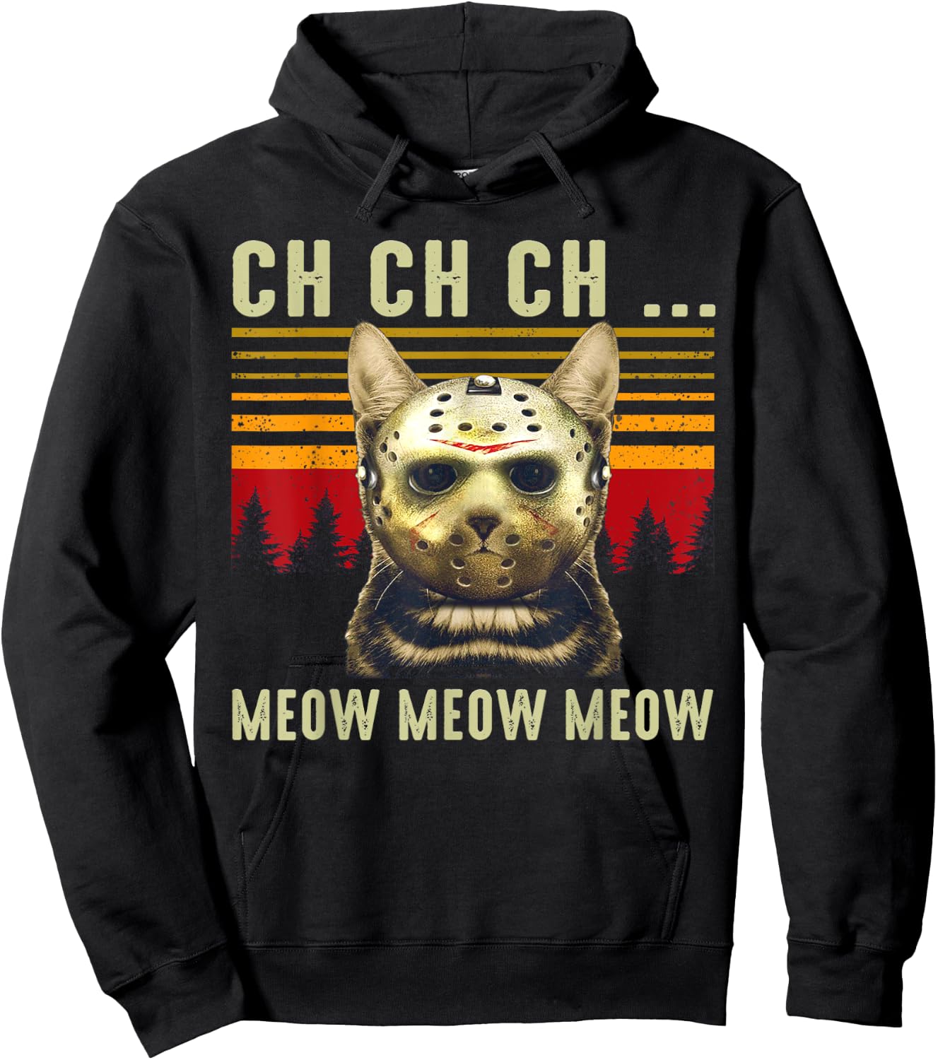 Ch Ch Ch Meow Meow Scary Friday Costume Halloween Cat Hoodie - Hoodie | Black