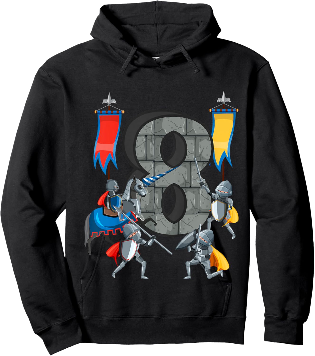 Medieval Knights Middle Ages History Castle 8th Birthday Hoodie - Hoodie | Black
