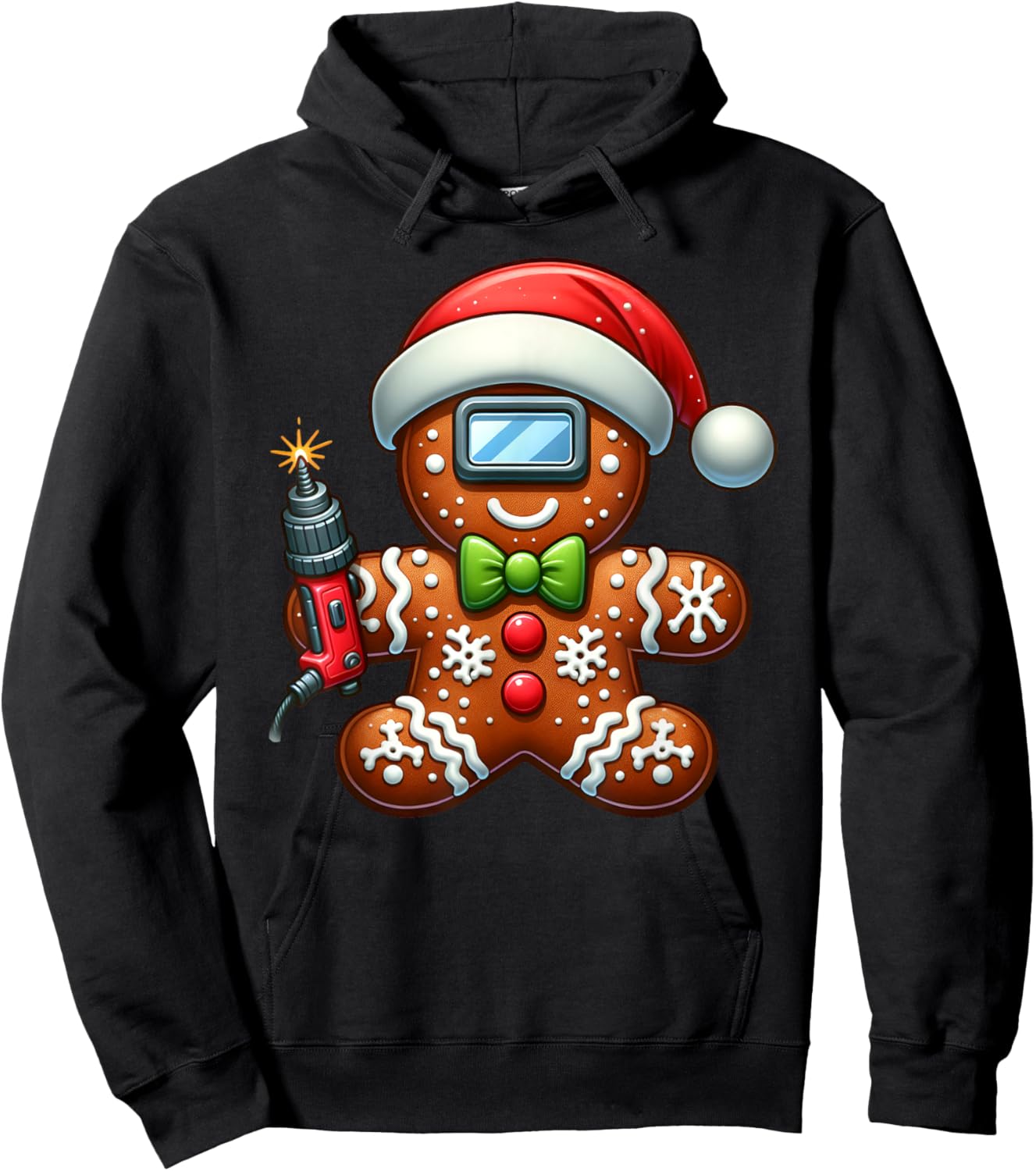 Funny Gingerbread Man Welder Christmas Kids Hoodie - Hoodie | Black