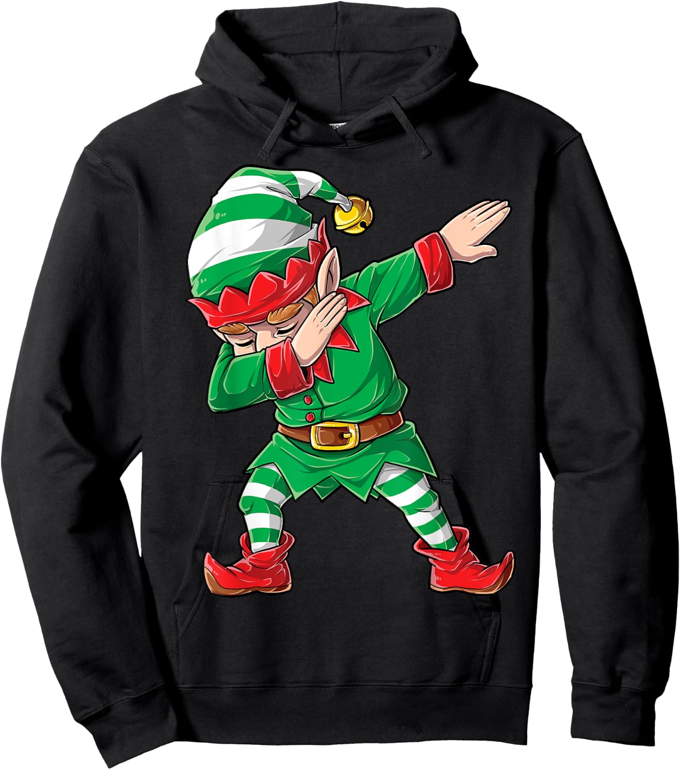 Christmas Dabbing Elf Squad Boys Men Xmas Family Matching Short Sleeve Hoodie - Hoodie | Black