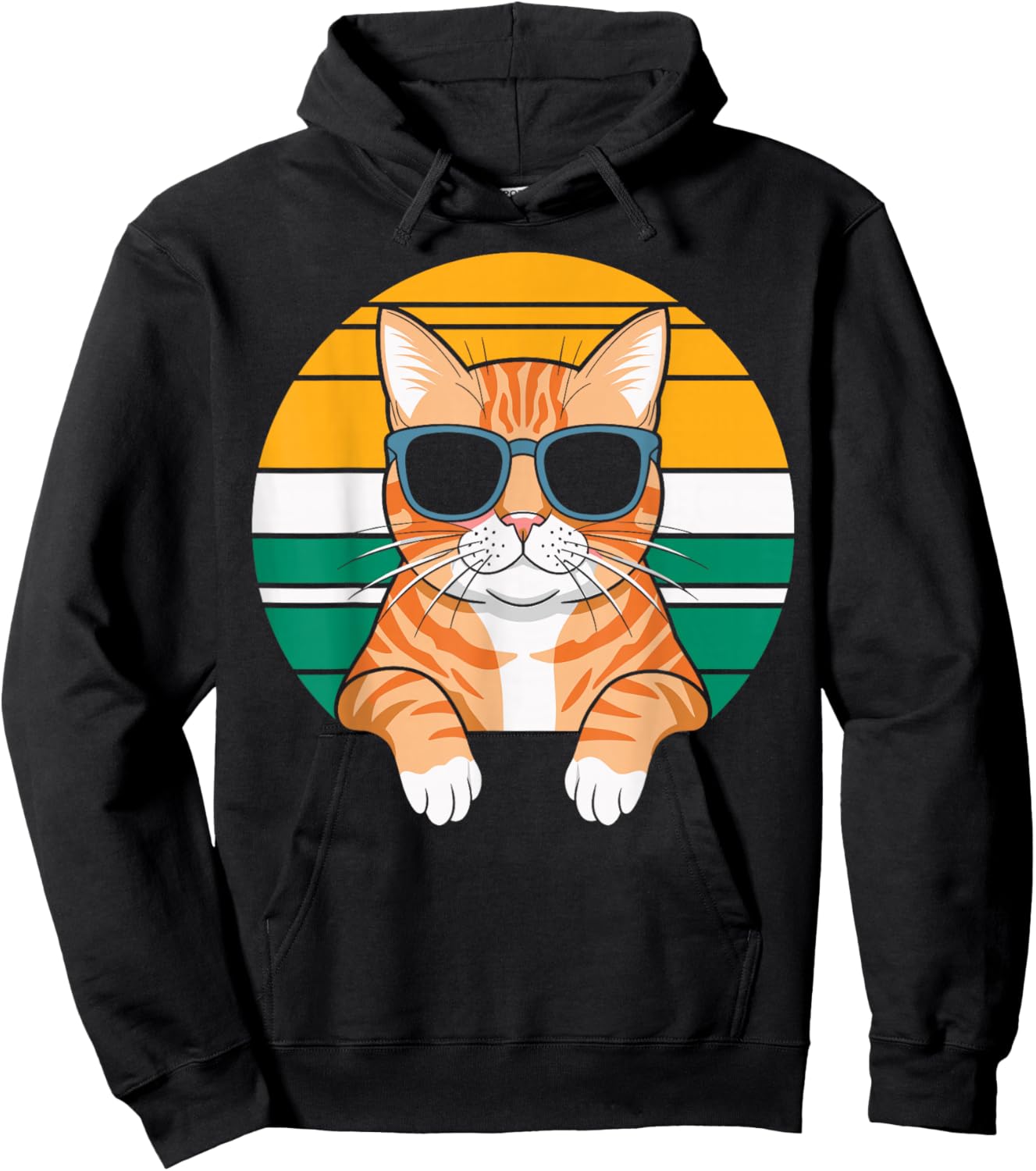 Orange Tabby Cat With Sunglasses Orange Cat Hoodie - Hoodie | Black
