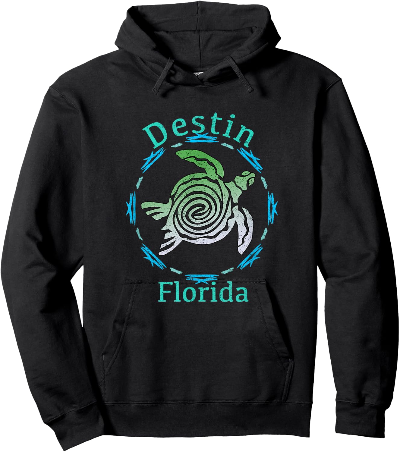 Destin Florida Vintage Tribal Turtle Gift Hoodie - Hoodie | Black