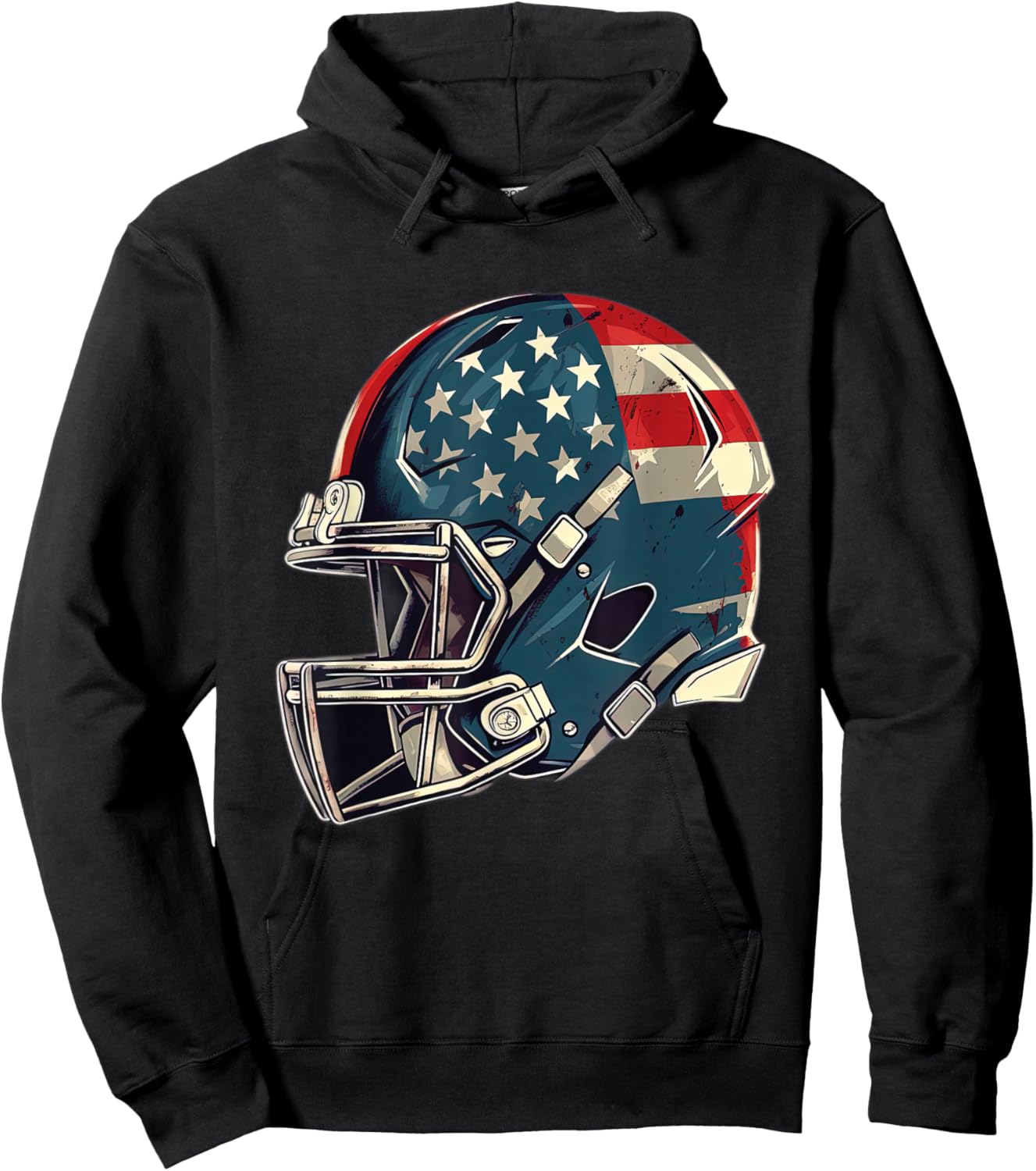 Patriotic Football 4th of July USA American Flag Boys Teens Hoodie - Hoodie | Black