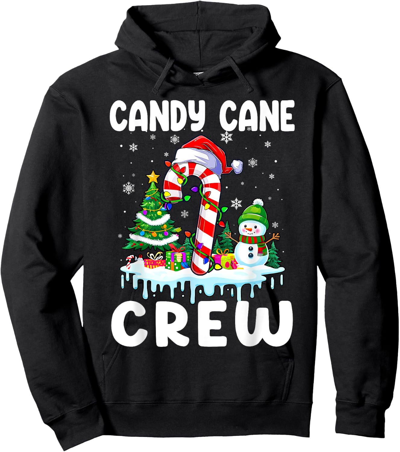 Candy Cane Crew Funny Christmas Holiday Boys Girls Men Women Hoodie - Hoodie | Black