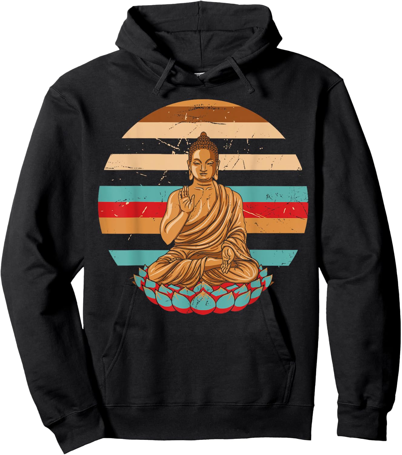 Vintage Style Retro Sleeping Buddha Gift Hoodie - Hoodie | Black