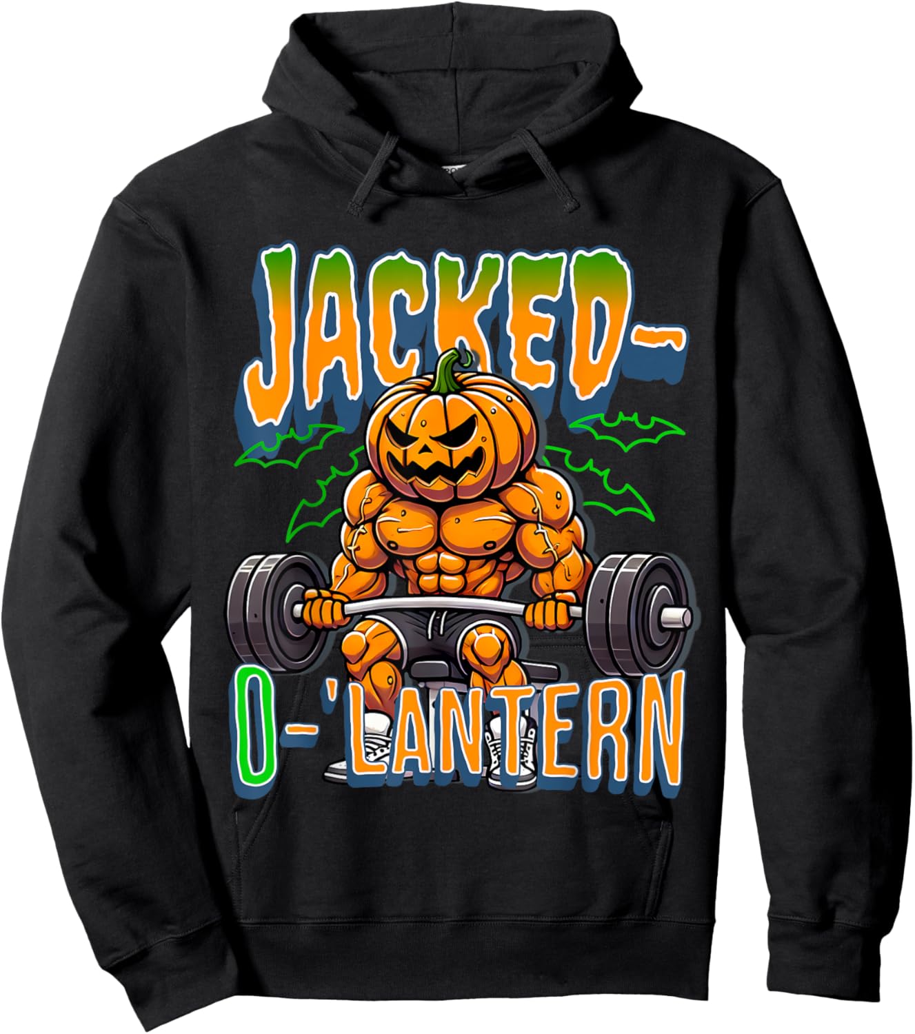 Jacked-O'-Lantern Halloween Fitness Pumpkin Gym Workout Hoodie - Hoodie | Black
