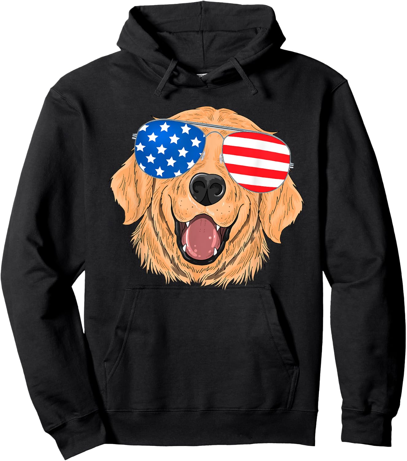 Patriotic Golden Retriever Dog 4th of july Hoodie - Hoodie | Black