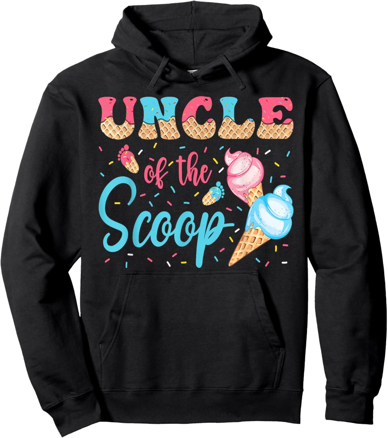 Uncle Of The Scoop Ice Cream Gender Reveal Baby Shower Hoodie - Hoodie | Black