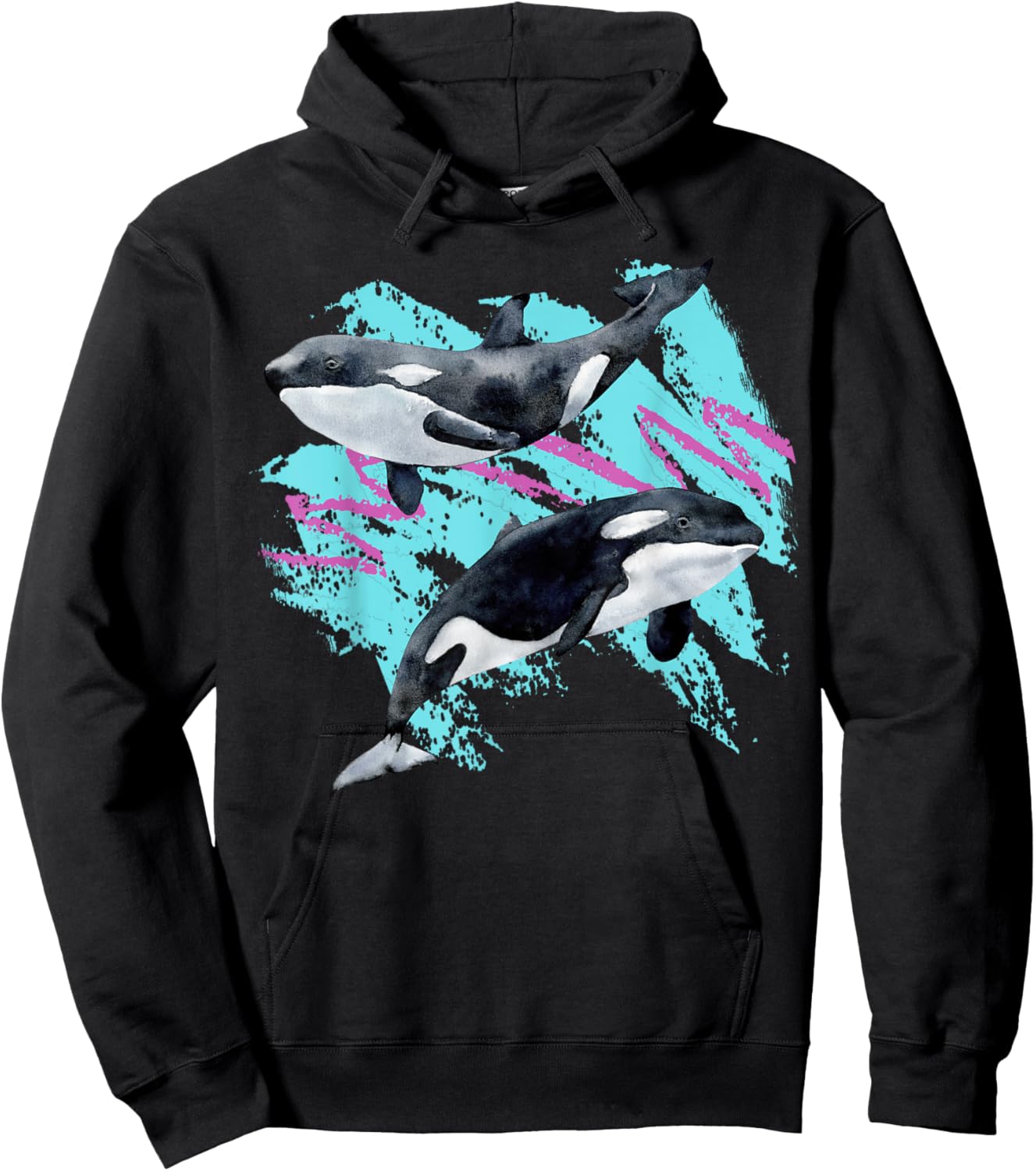 Save Whales 90s Ocean Animals Chart Mammals Guide Orca Eco Hoodie - Hoodie | Black