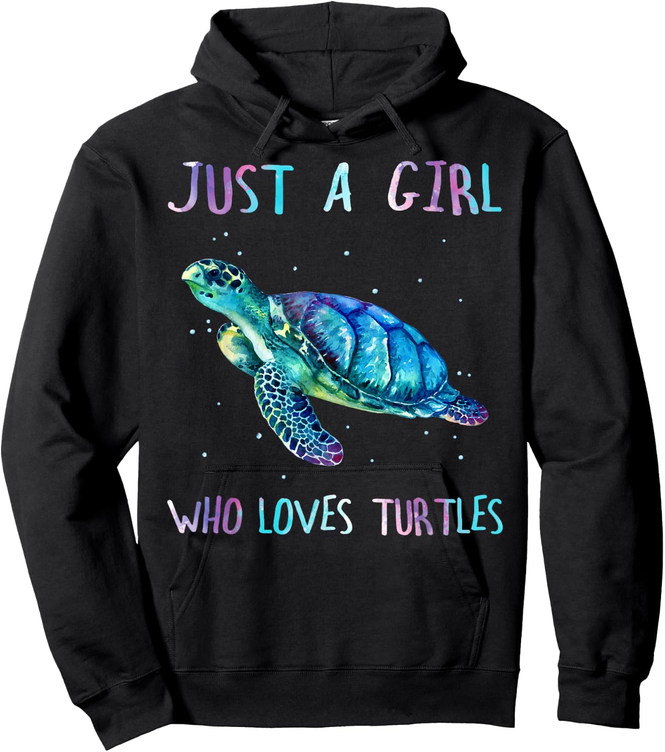 Turtle Watercolor Sea Ocean Just A Girl Who Loves Turtles Hoodie - Hoodie | Black
