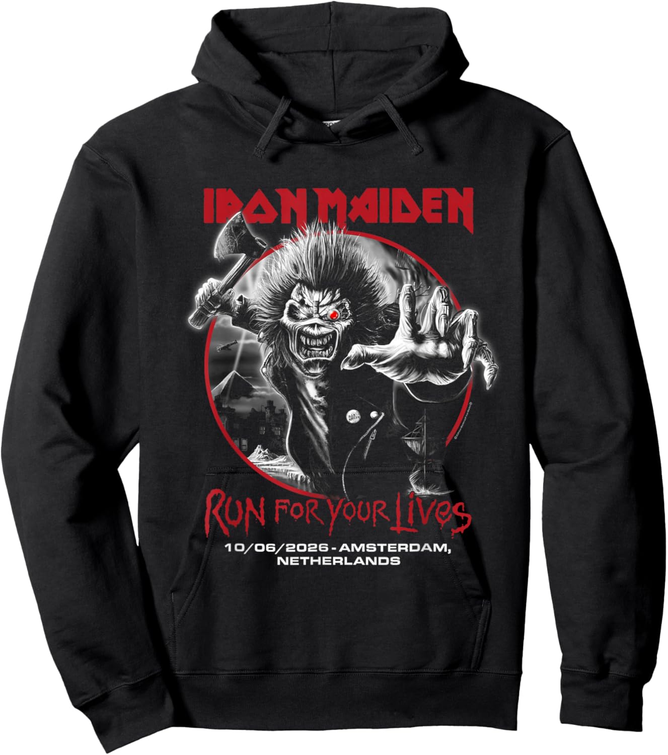 Iron Maiden Run for Your Lives Tour 2026 Amsterdam Hoodie - Hoodie | Black