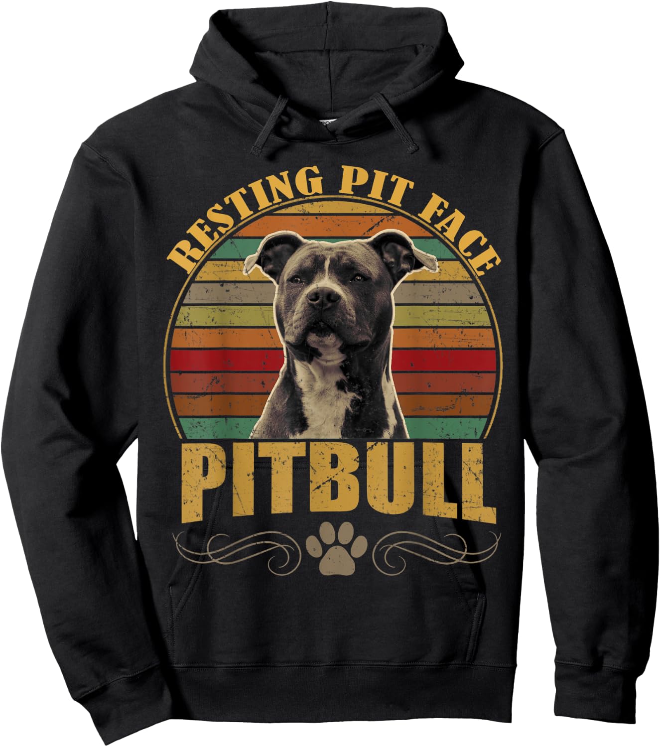 Resting Pit Face Pitbull Dog Owners Vintage Pitbull Dog Gift Men Women Kids Hoodie - Hoodie | Black