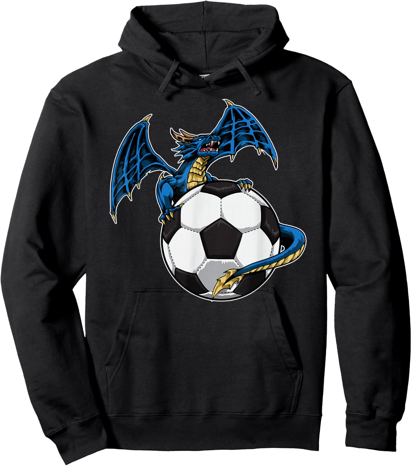 Cool Soccer Dragon Sitting On Soccer Ball Hoodie - Hoodie | Black