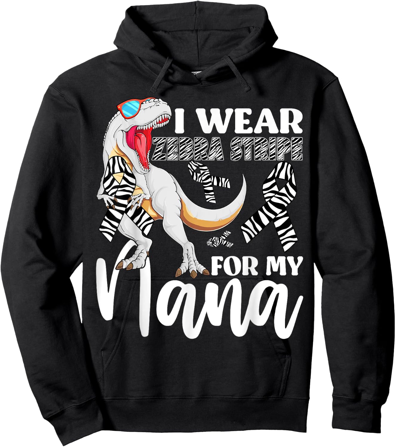 I Wear Zebra Stripe For My Nana Carcinoid Cancer Awareness Hoodie - Hoodie | Black