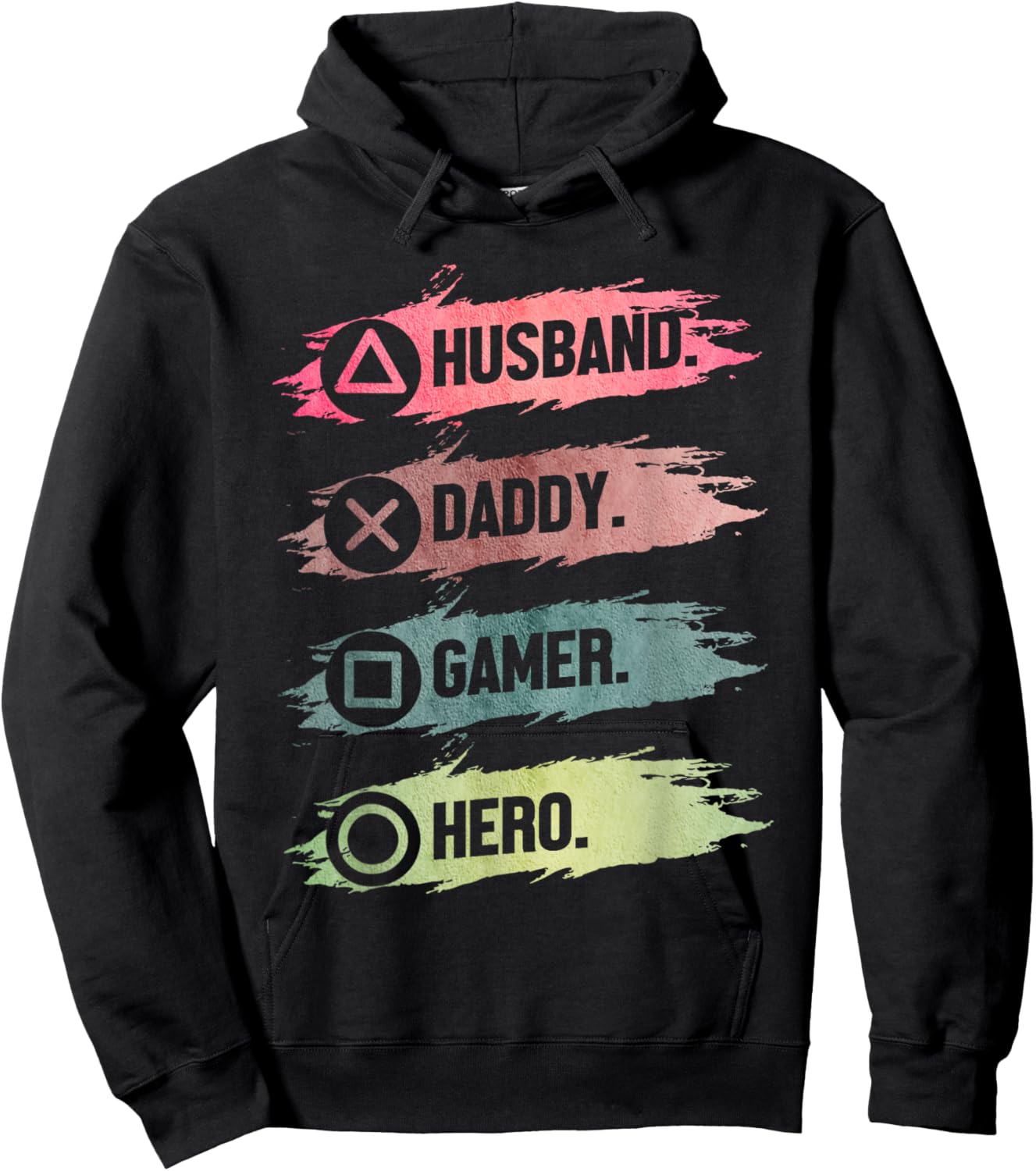 Husband Daddy Gamer Hero Funny Gaming Dad Father's Day Hoodie - Hoodie | Black
